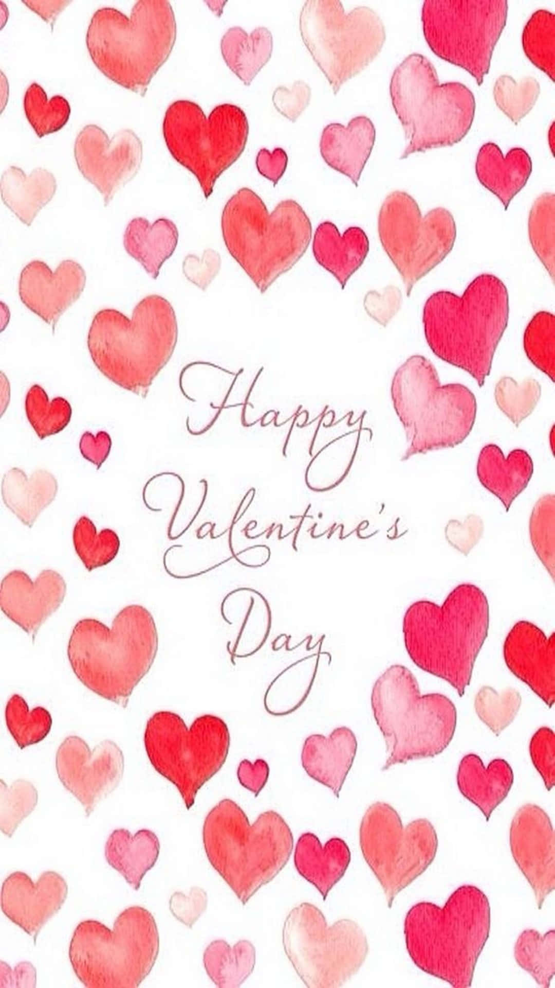 watercolor, red hearts, pink hearts, Full HD Phone Wallpaper
