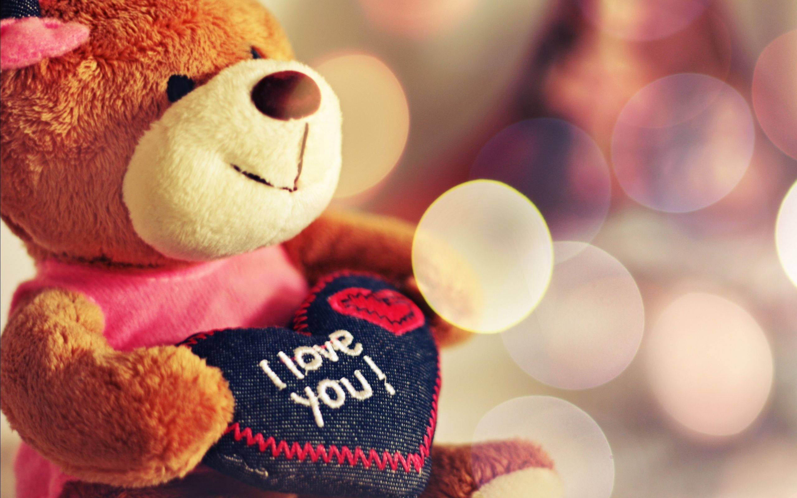 Cute Valentine's Day Teddy Bear, brown teddy bear, pink shirt, 2K Desktop Wallpaper