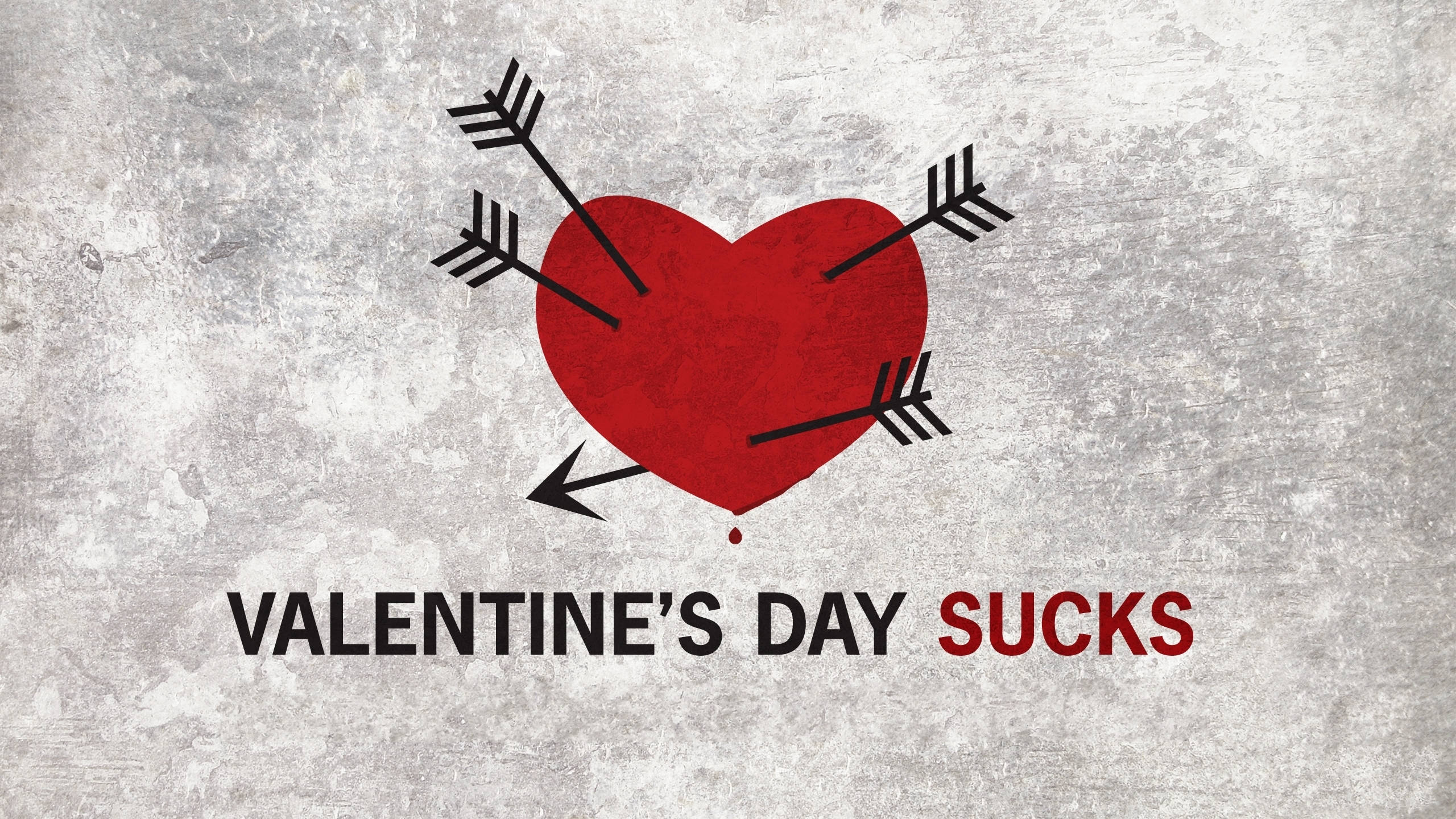 Cute Valentine's Day Sucks Heart, bold red heart, black arrows, 2K Desktop Wallpaper