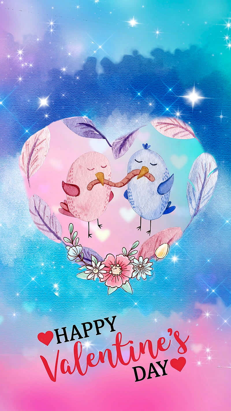 love birds, heart-shaped frame, flowers, HD Phone Wallpaper