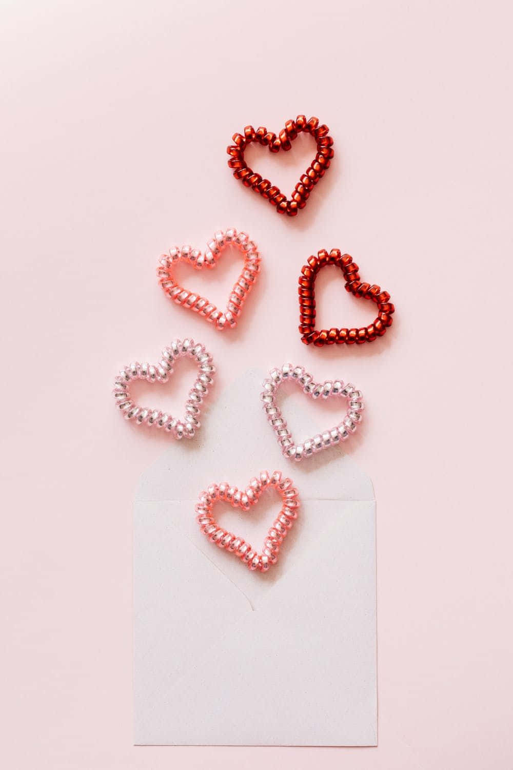 multicolored cute valentines, heart shaped ties, red pink and silver, HD Phone Wallpaper