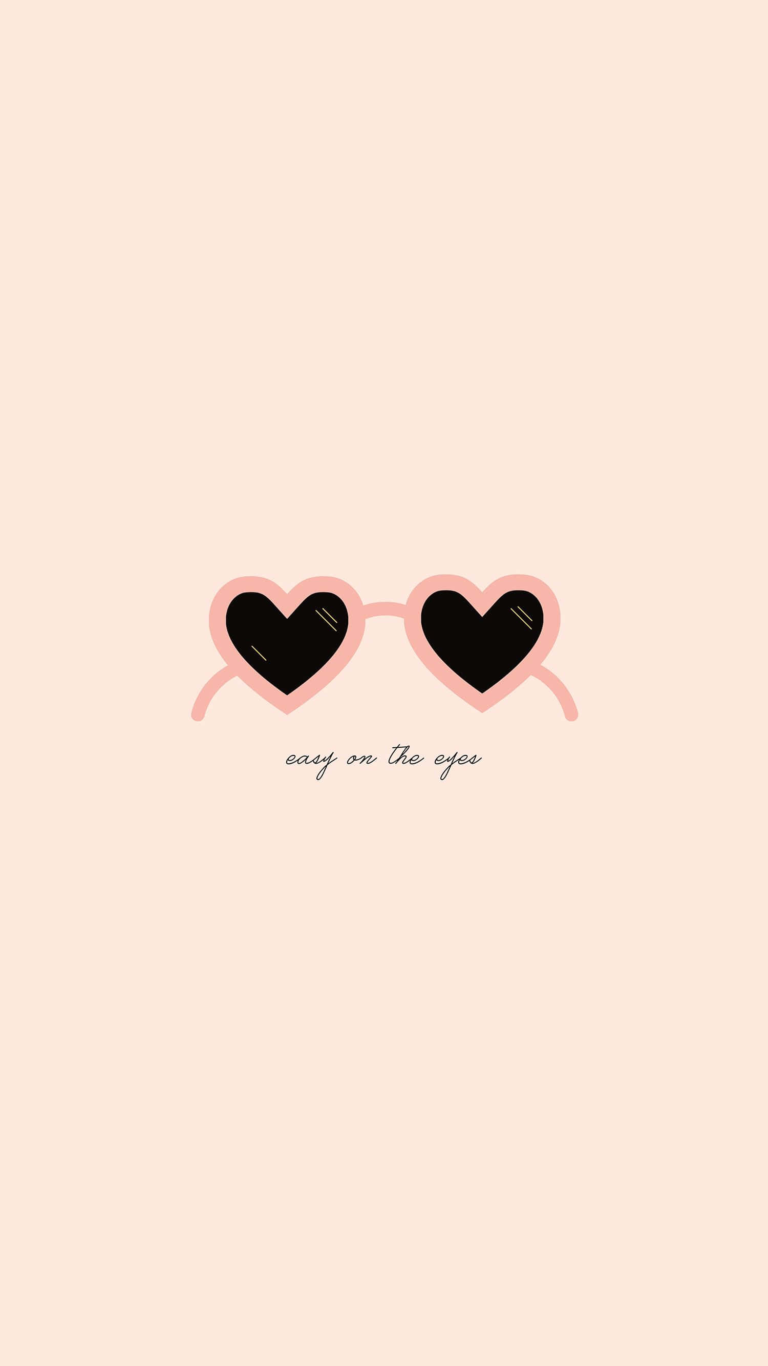 aesthetic cute valentines heart glasses, soft pink, pale peach, 2K Phone Wallpaper