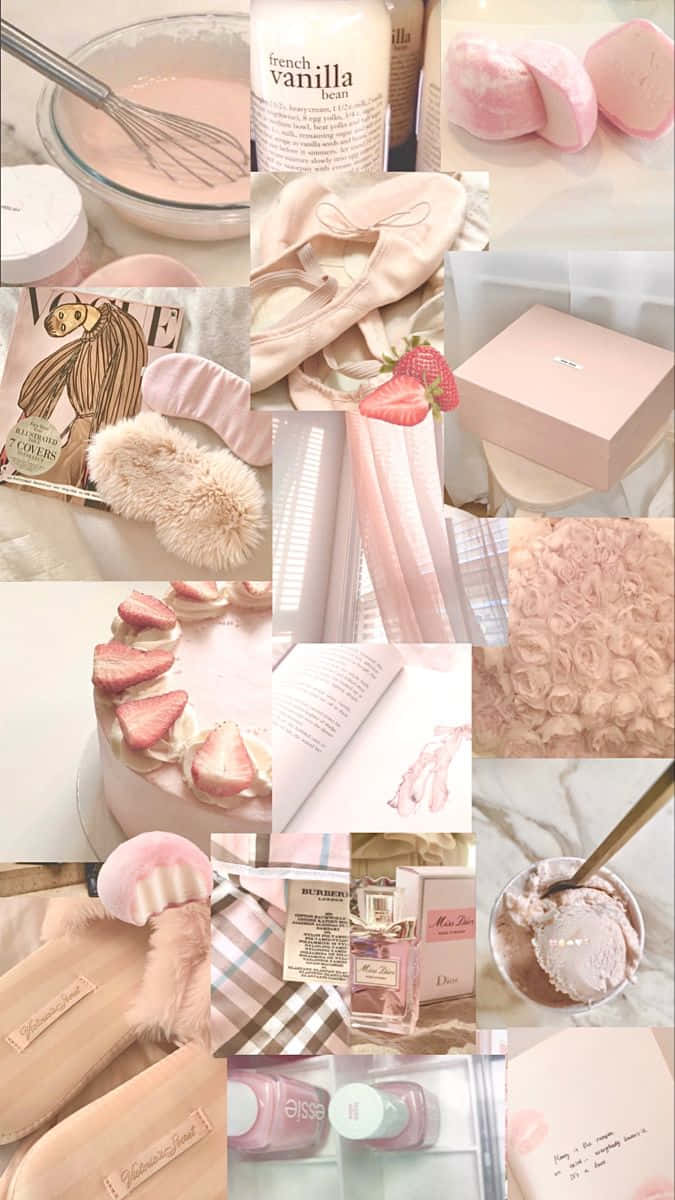vanilla girl aesthetic, soft pink, desserts, SD Phone Wallpaper