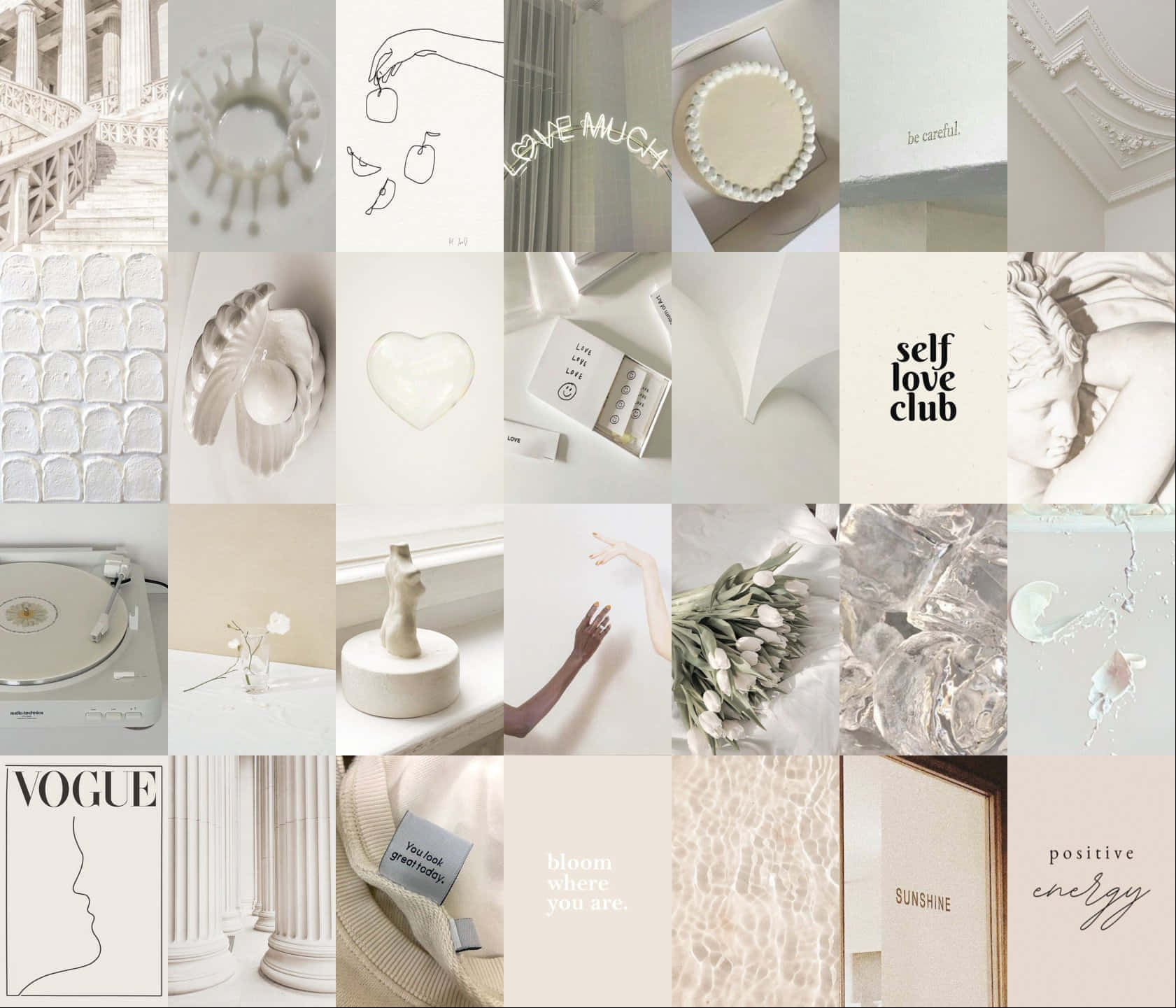 vanilla aesthetic collage, monochrome, minimalist objects, HD Desktop Wallpaper