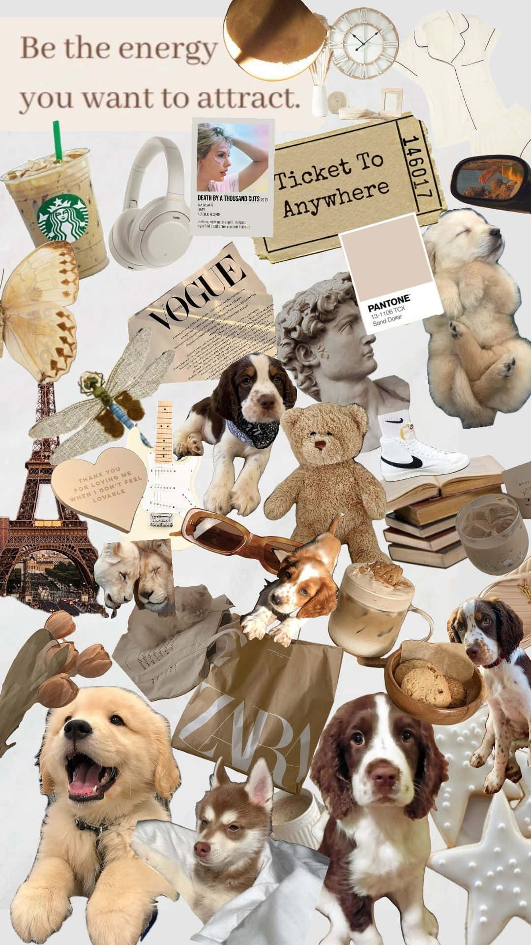 Cute Vanilla Aesthetic, puppies, fashion items, Full HD Phone Wallpaper