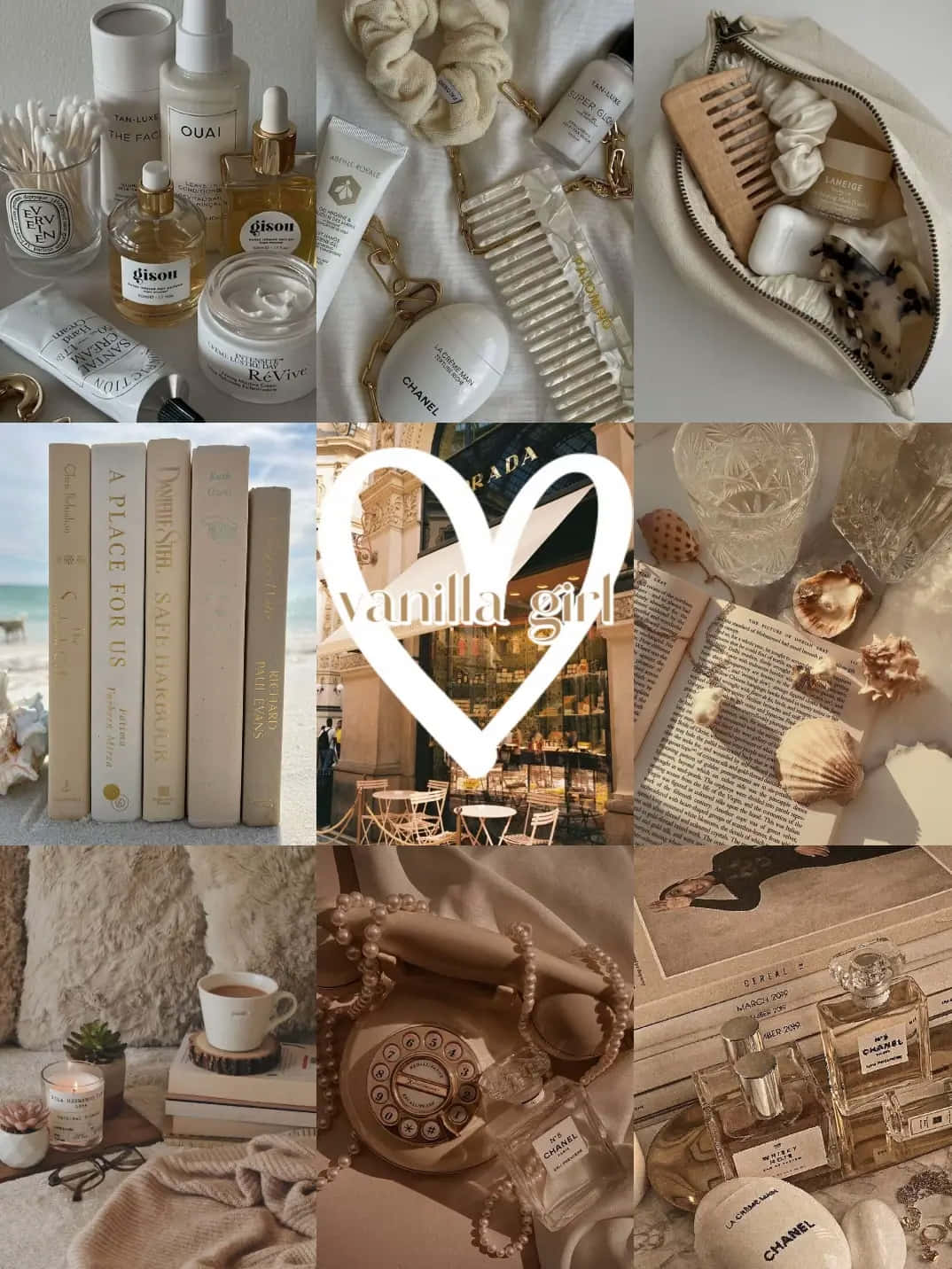 Vanilla Aesthetic, luxury beauty products, vintage books, HD Phone Wallpaper