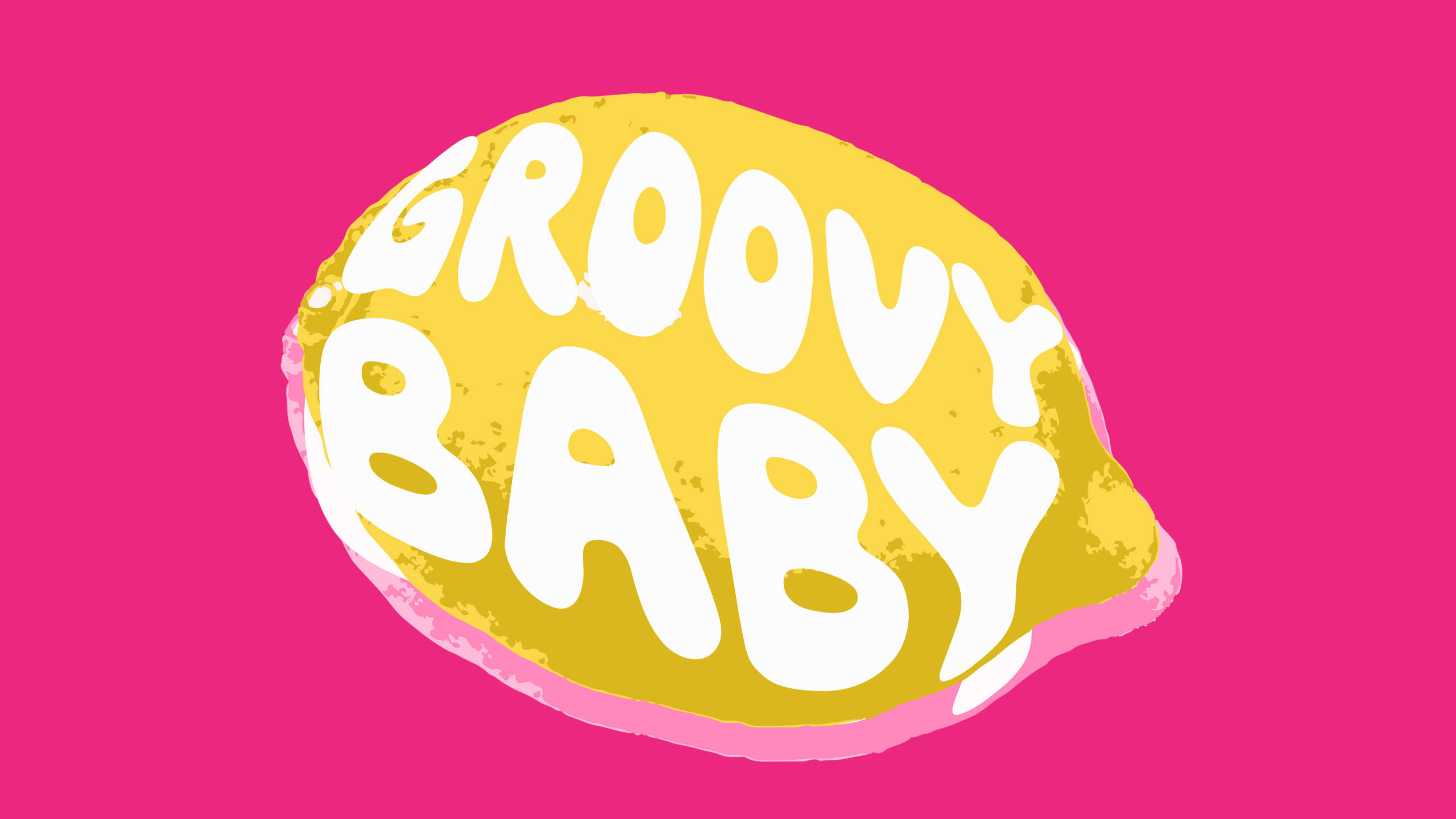 Groovy Baby, 80s Retro Vintage, lemon-shaped graphic, 2K Desktop Wallpaper