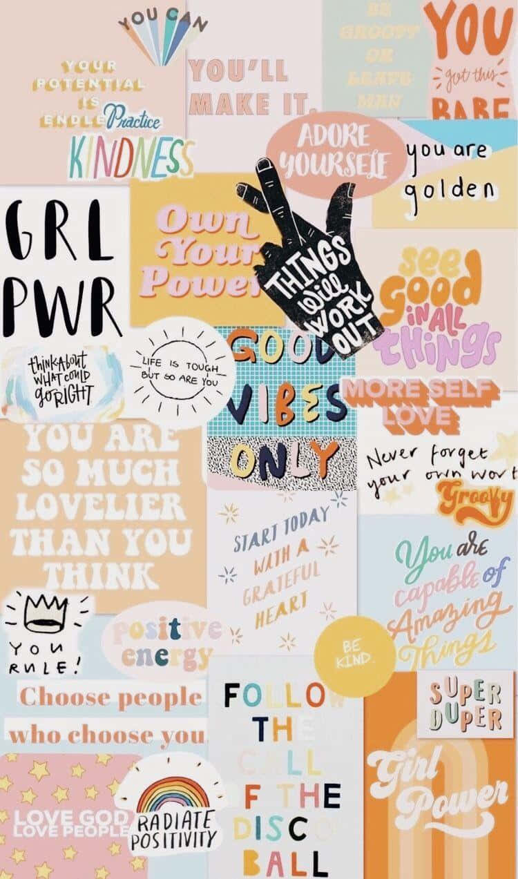 Cute VSCO Aesthetic, pastel collage, motivational quotes, SD Phone Wallpaper