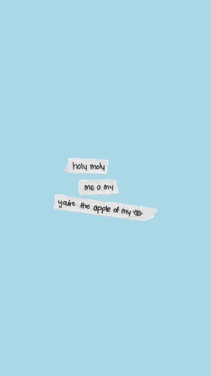 blue background, torn paper strips, handwritten phrases, HD Phone Wallpaper