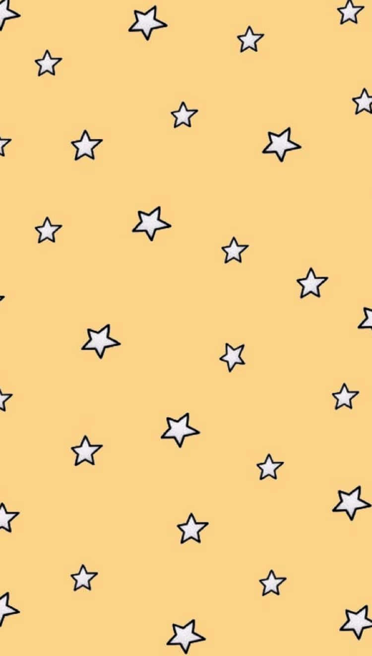 warm yellow background, white outlined stars, playful pattern, HD Phone Wallpaper