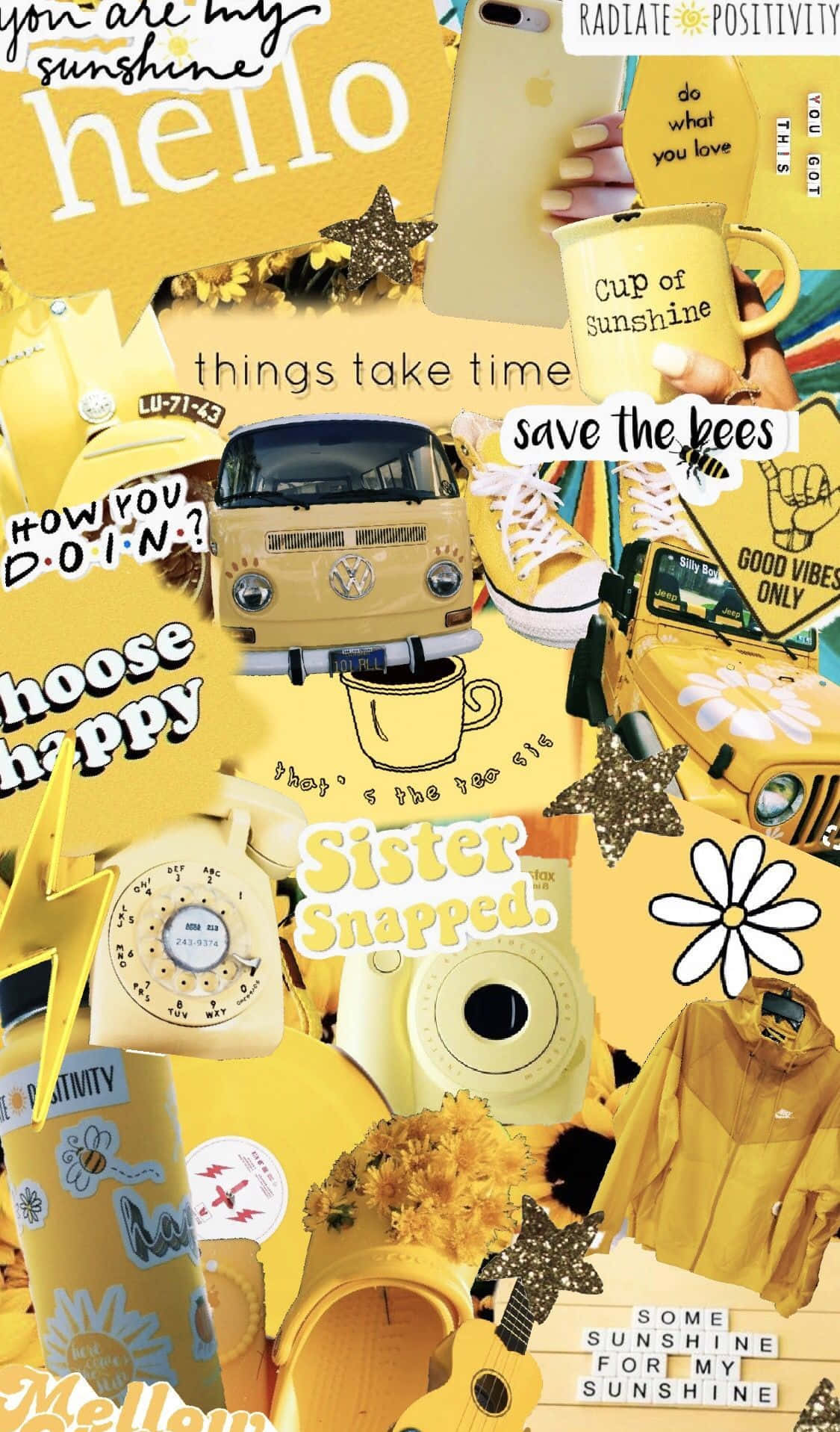 VSCO, Sunflower Aesthetic, vintage VW van, HD Phone Wallpaper