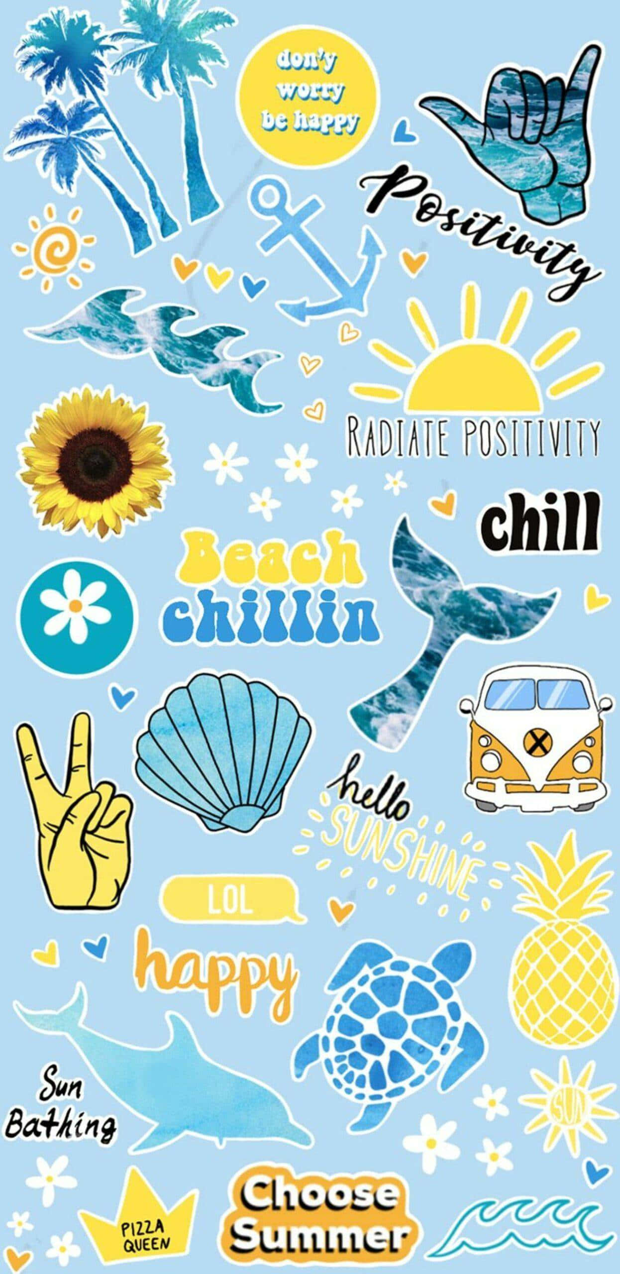 Cute VSCO Blue Aesthetic, beach-themed, palm trees, 2K Phone Wallpaper