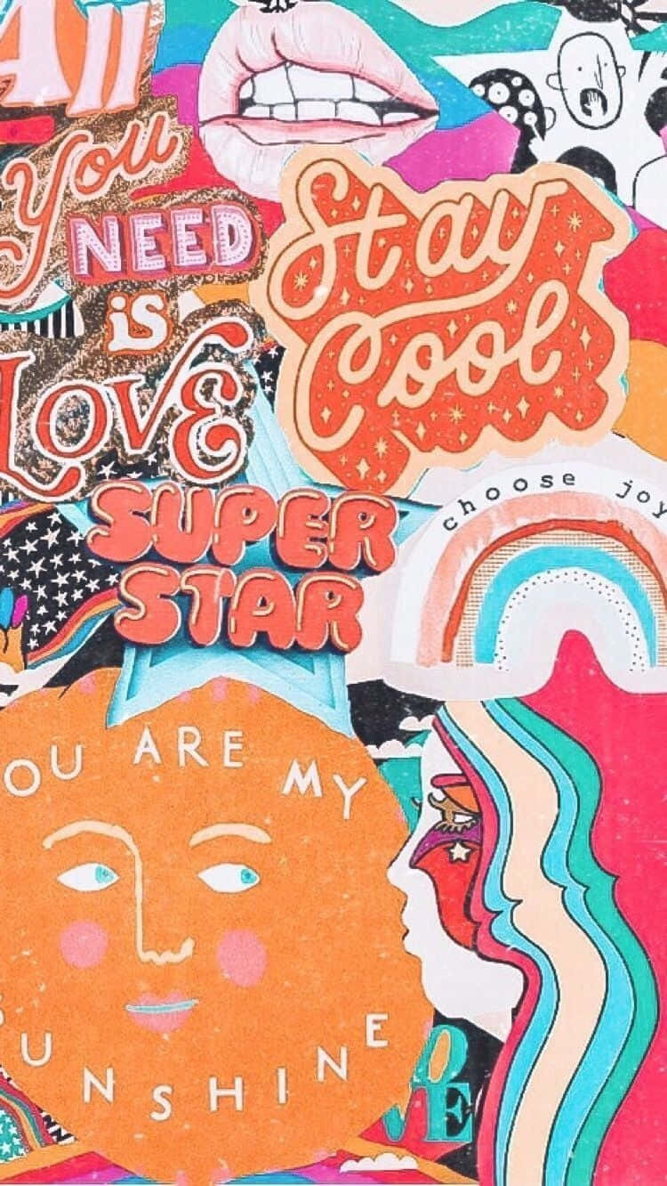 Cute Vsco Aesthetic, retro stickers, motivational phrases, HD Phone Wallpaper