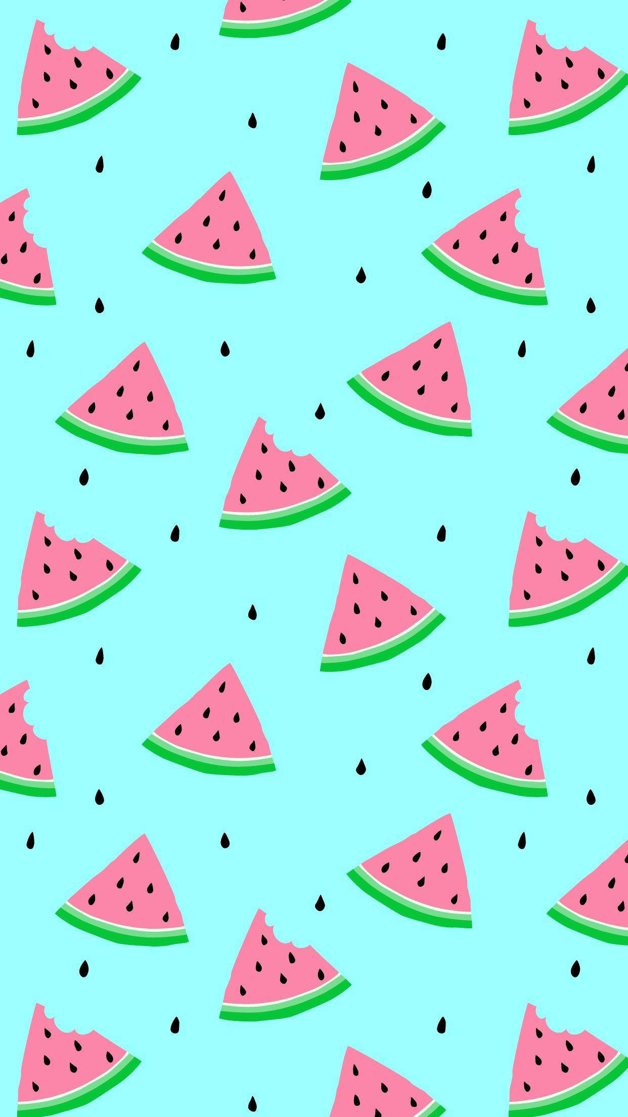 cute watermelon slices pattern float, bright pink watermelon slices, black seeds, Full HD Phone Wallpaper