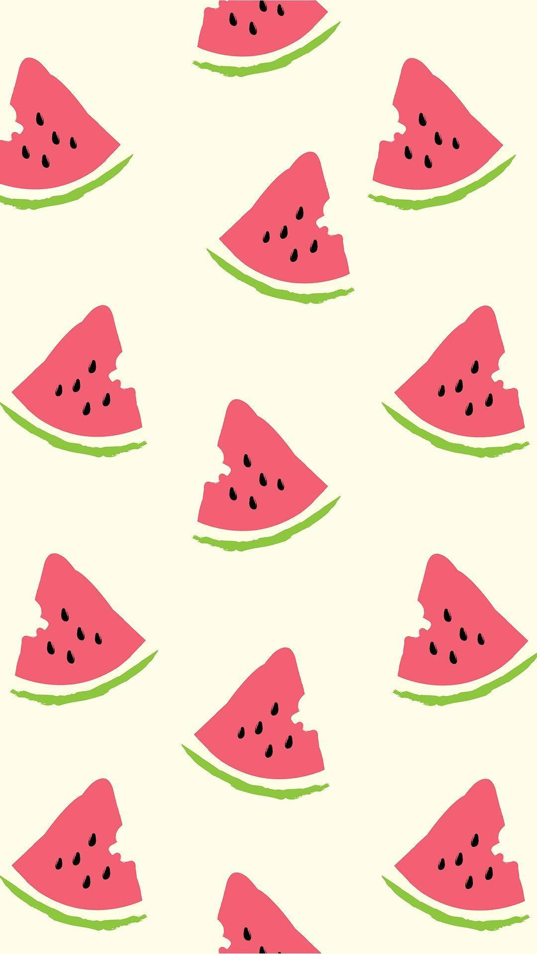 cute heart shaped watermelon slices, creamy background, bitten watermelon slices, Full HD Phone Wallpaper