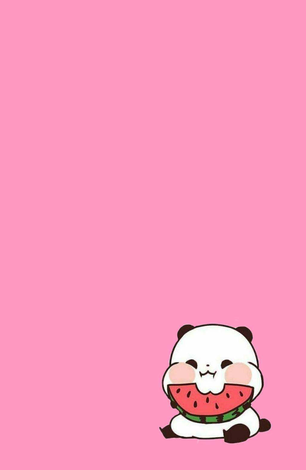cute panda, watermelon slice, rosy cheeks, HD Phone Wallpaper