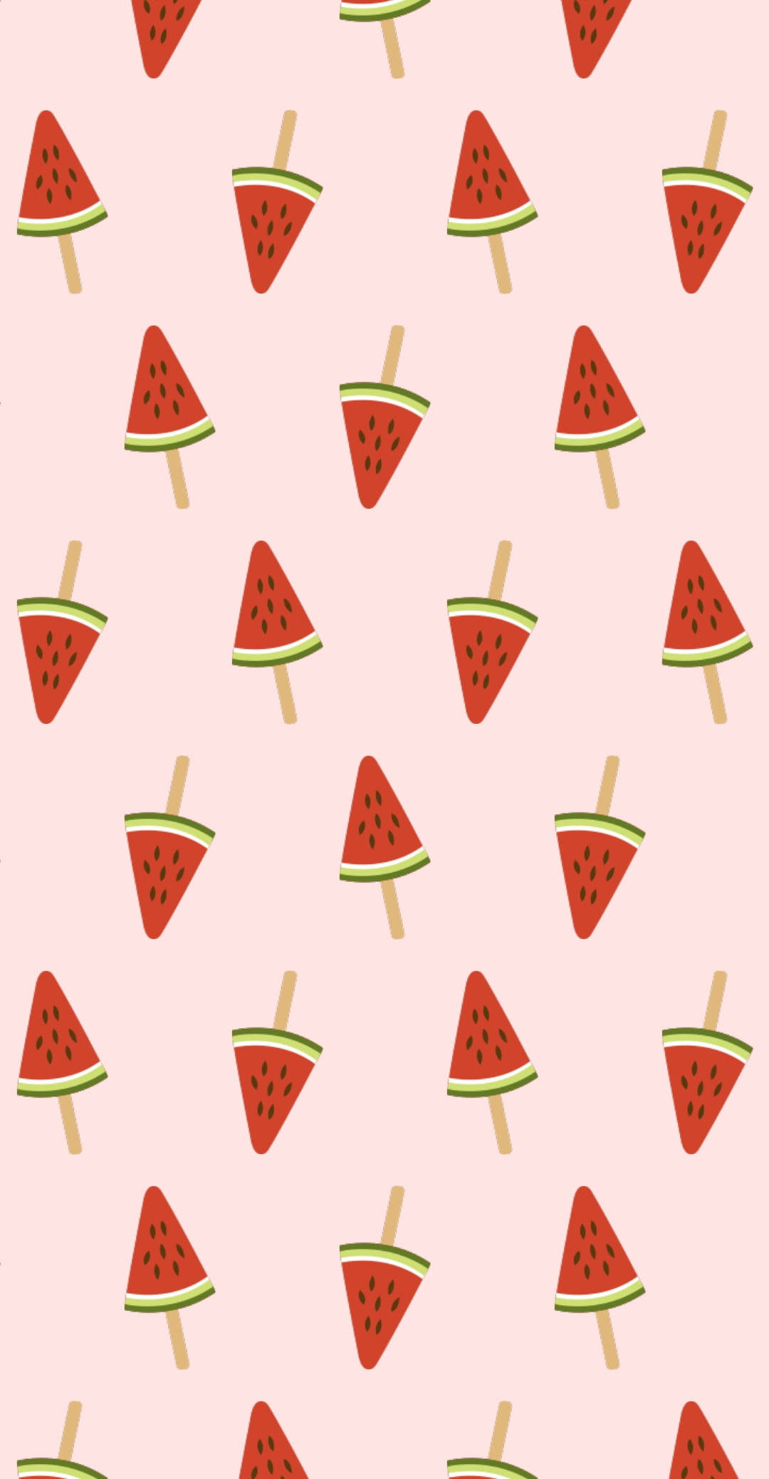 cute watermelon popsicle art, playful pattern, soft pink background, Full HD Phone Wallpaper