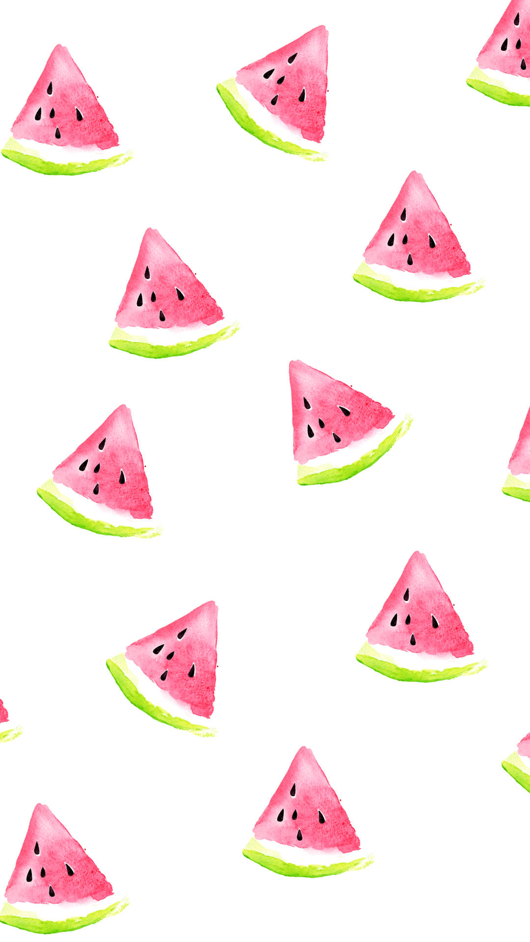 watercolor watermelon slices, pink flesh, green rind, Full HD Phone Wallpaper