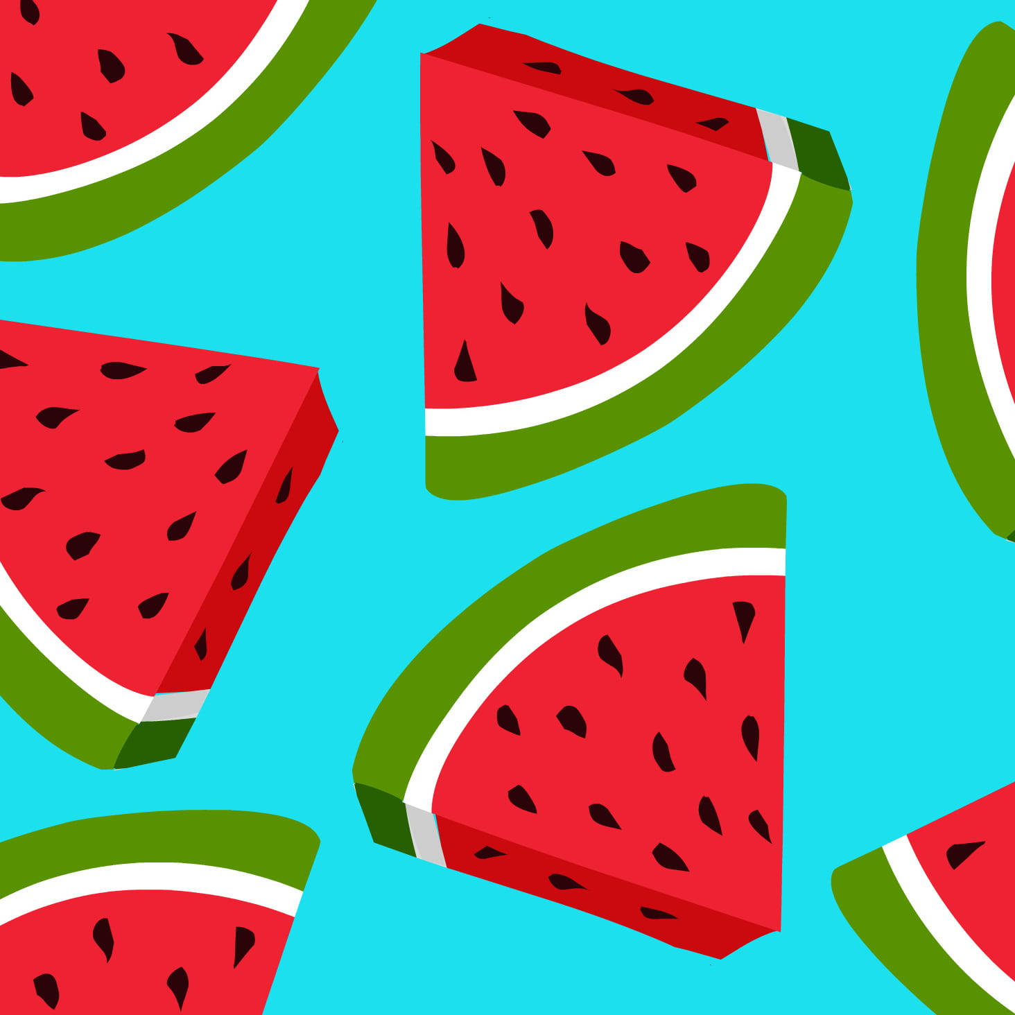 cute size slices of watermelon, 3d-rendered, black seeds, HD Desktop Wallpaper