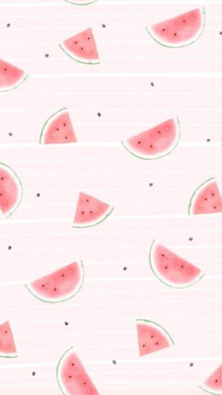 pastel pink watermelon, black seeds, soft pastel background, HD Phone Wallpaper