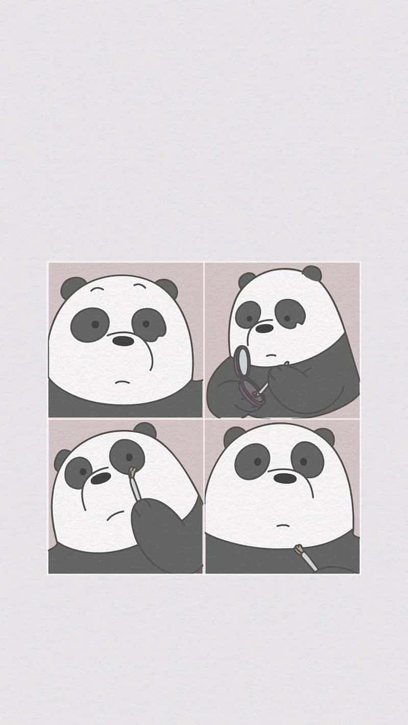 Cute We Bare Bears, panda, lipstick, HD Phone Wallpaper