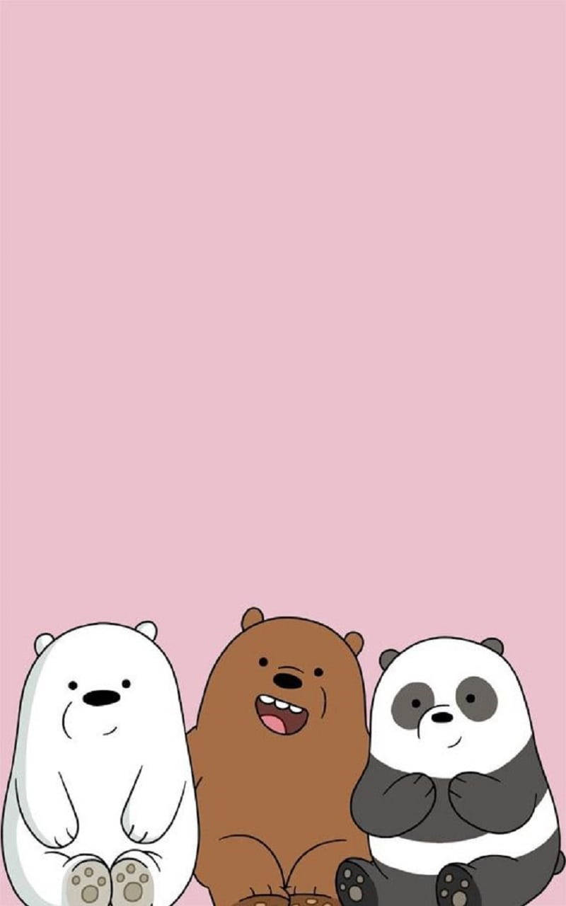 We Bare Bears, pastel pink, cartoon bears, HD Phone Wallpaper