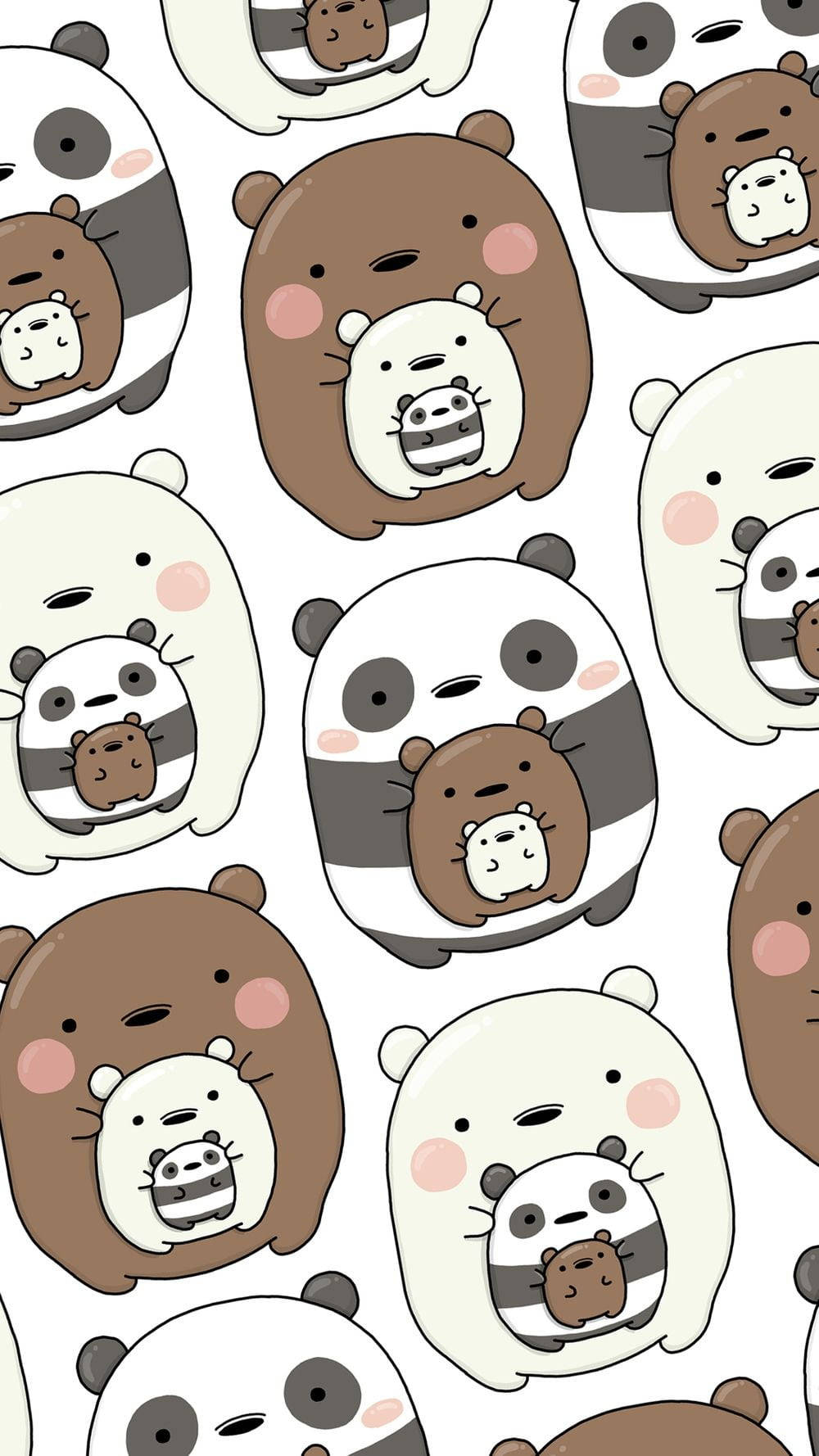We Bare Bears, cartoon bears, striped and solid patterns, HD Phone Wallpaper