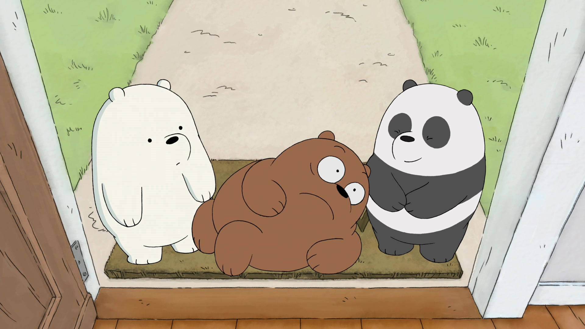 We Bare Bears, doorstep, doormat, Full HD Desktop Wallpaper