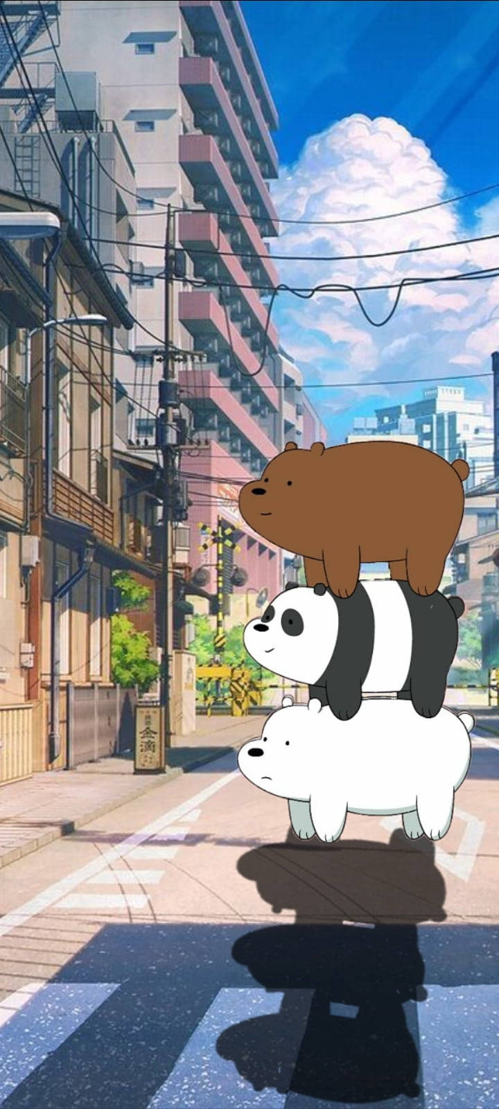 We Bare Bears, anime, city street, HD Phone Wallpaper