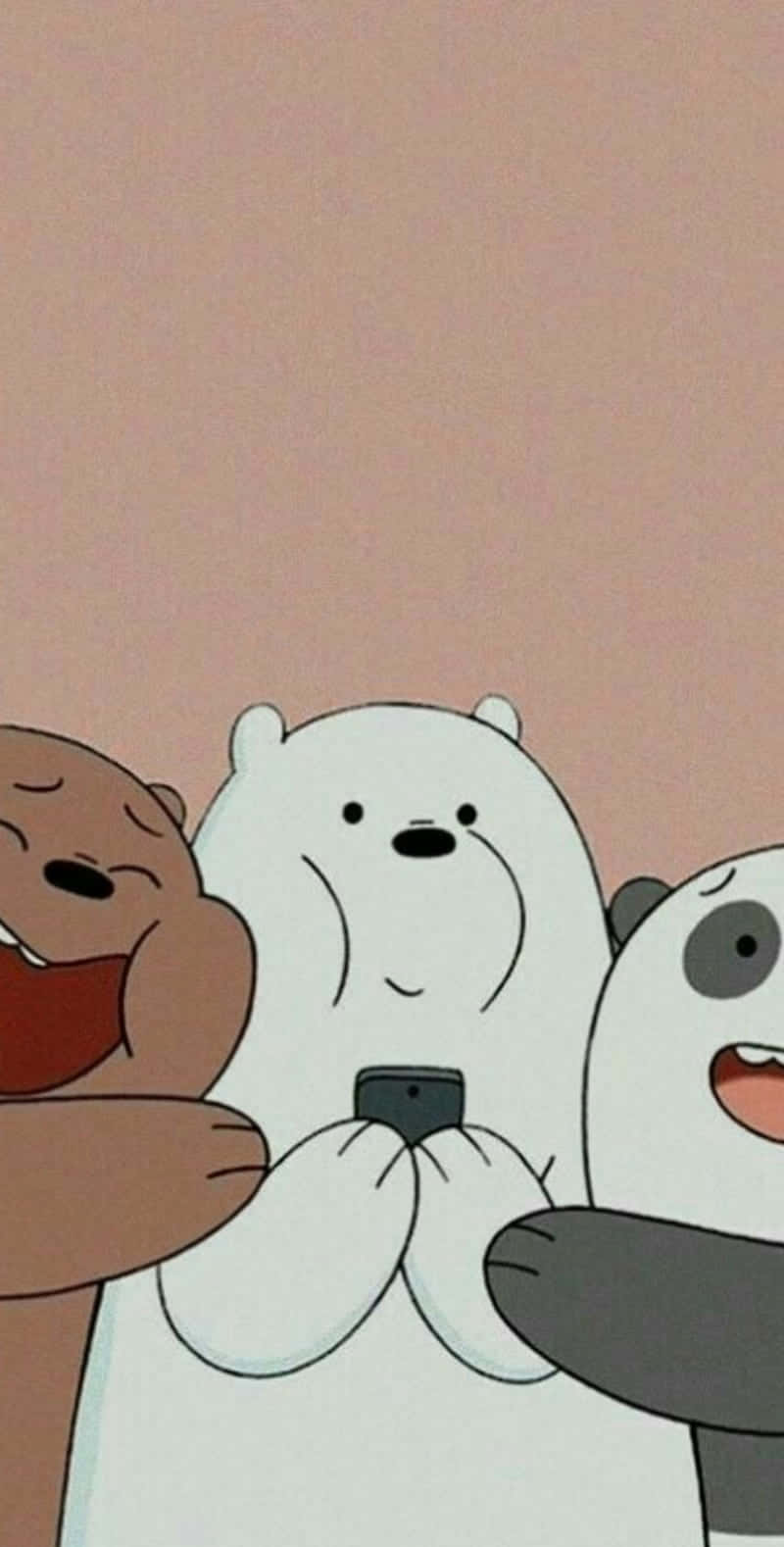 We Bare Bears, three cartoon bears, phone, HD Phone Wallpaper