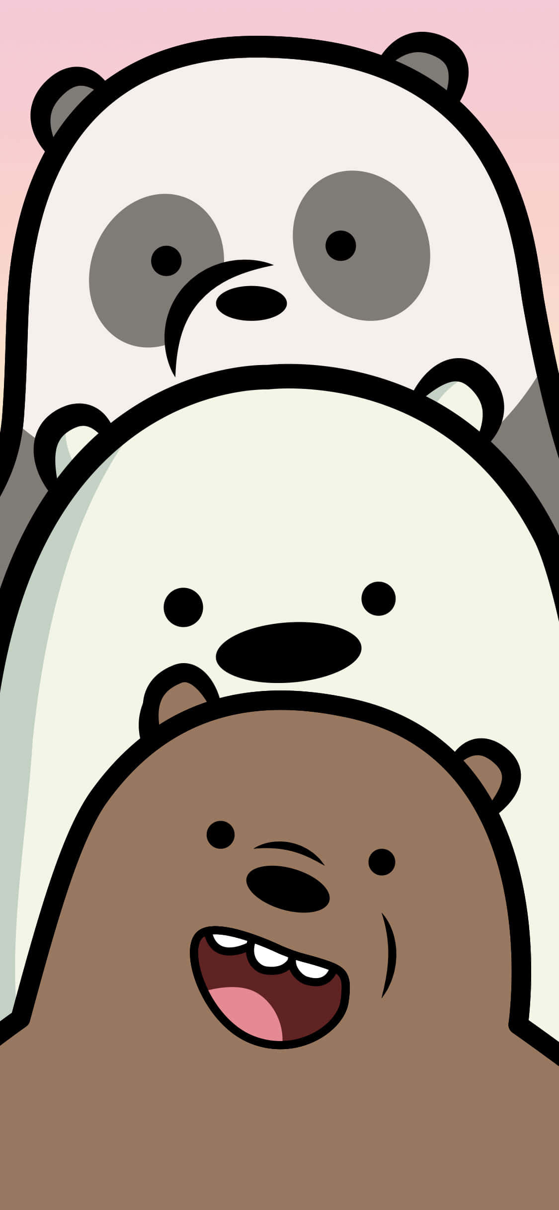 We Bare Bears, cartoon bears, stacked vertically, Full HD Phone Wallpaper