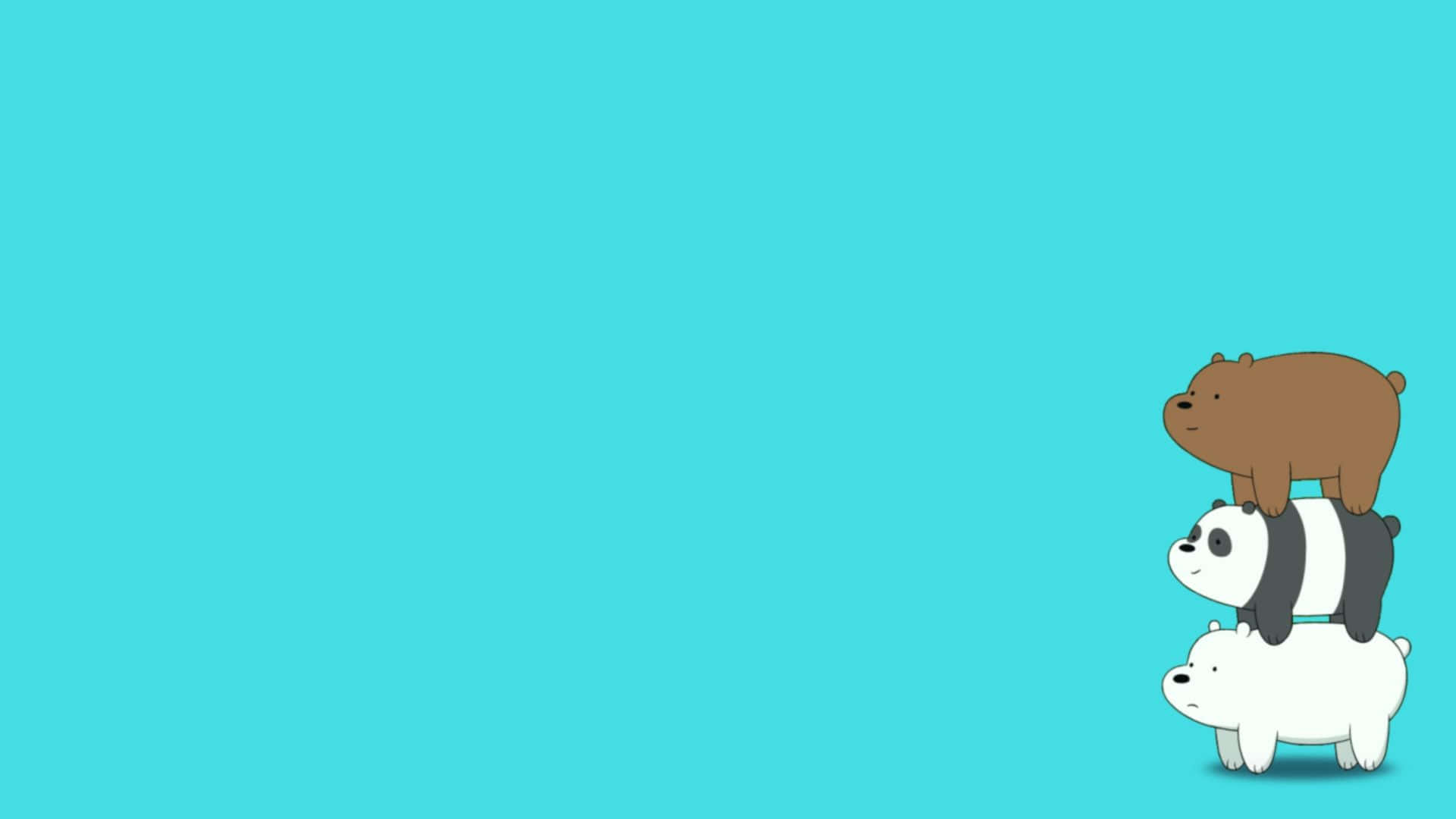 We Bare Bears, turquoise background, stacked vertically, Full HD Desktop Wallpaper