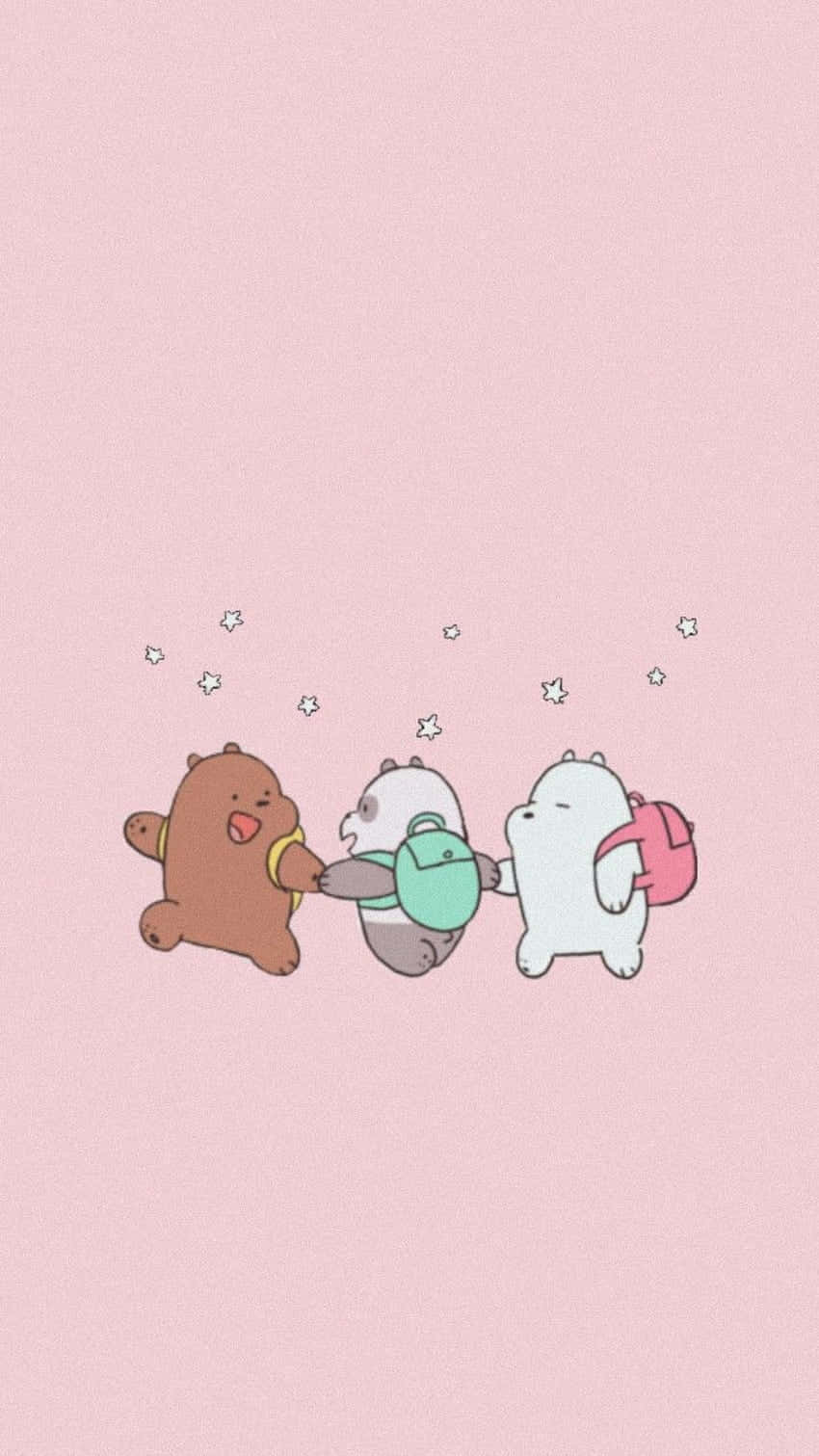 We Bare Bears, three cartoon bears, soft pink background, HD Phone Wallpaper