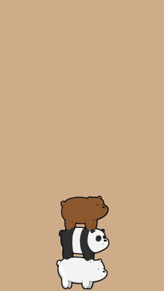 We Bare Bears, three cartoon bears, stacked vertically, SD Phone Wallpaper