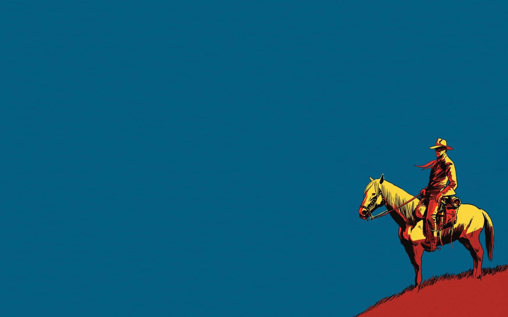 Cute Western, yellow horse, red hill, HD Desktop Wallpaper