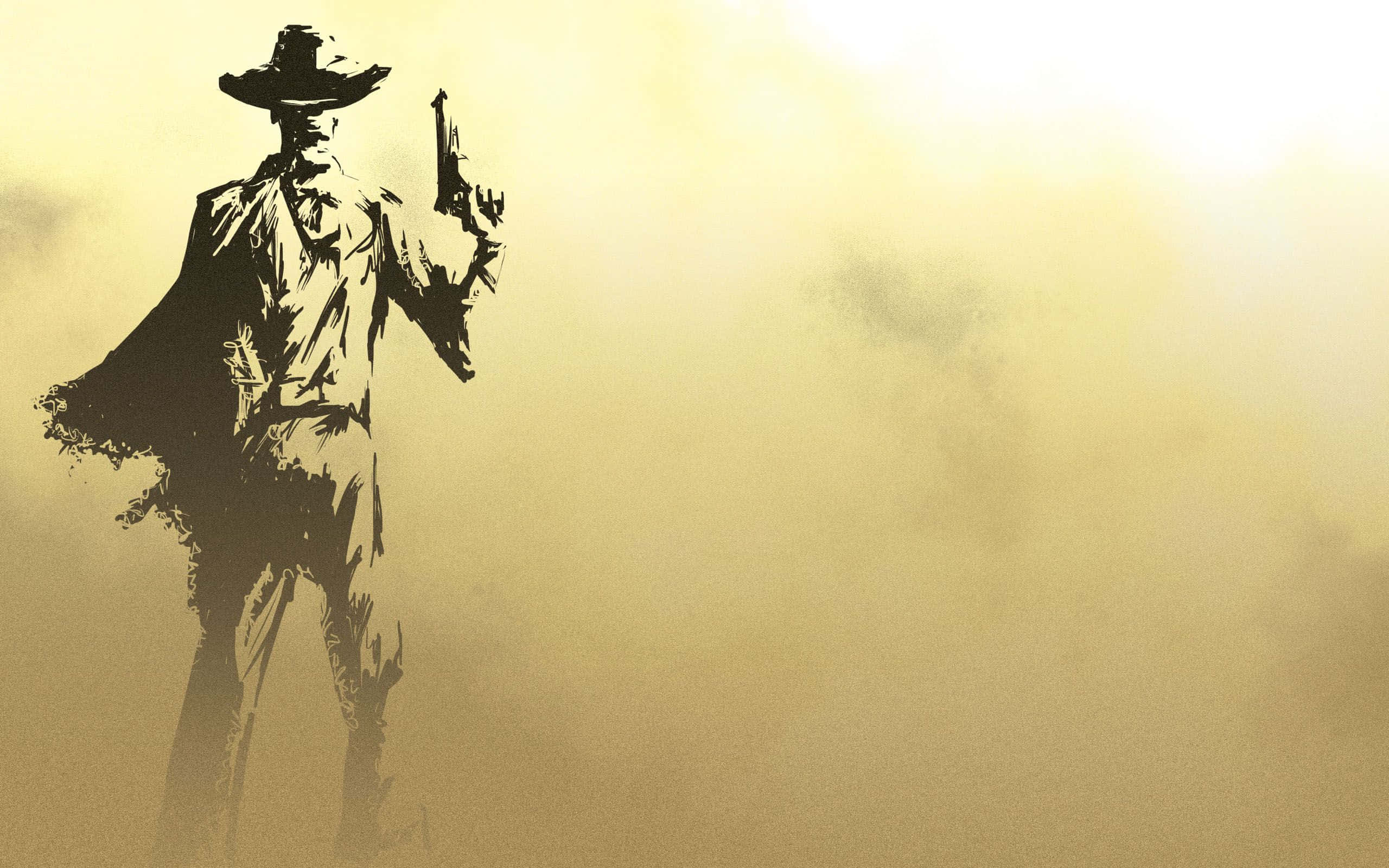 Cute Western, cowboy silhouette, golden dust, 2K Desktop Wallpaper