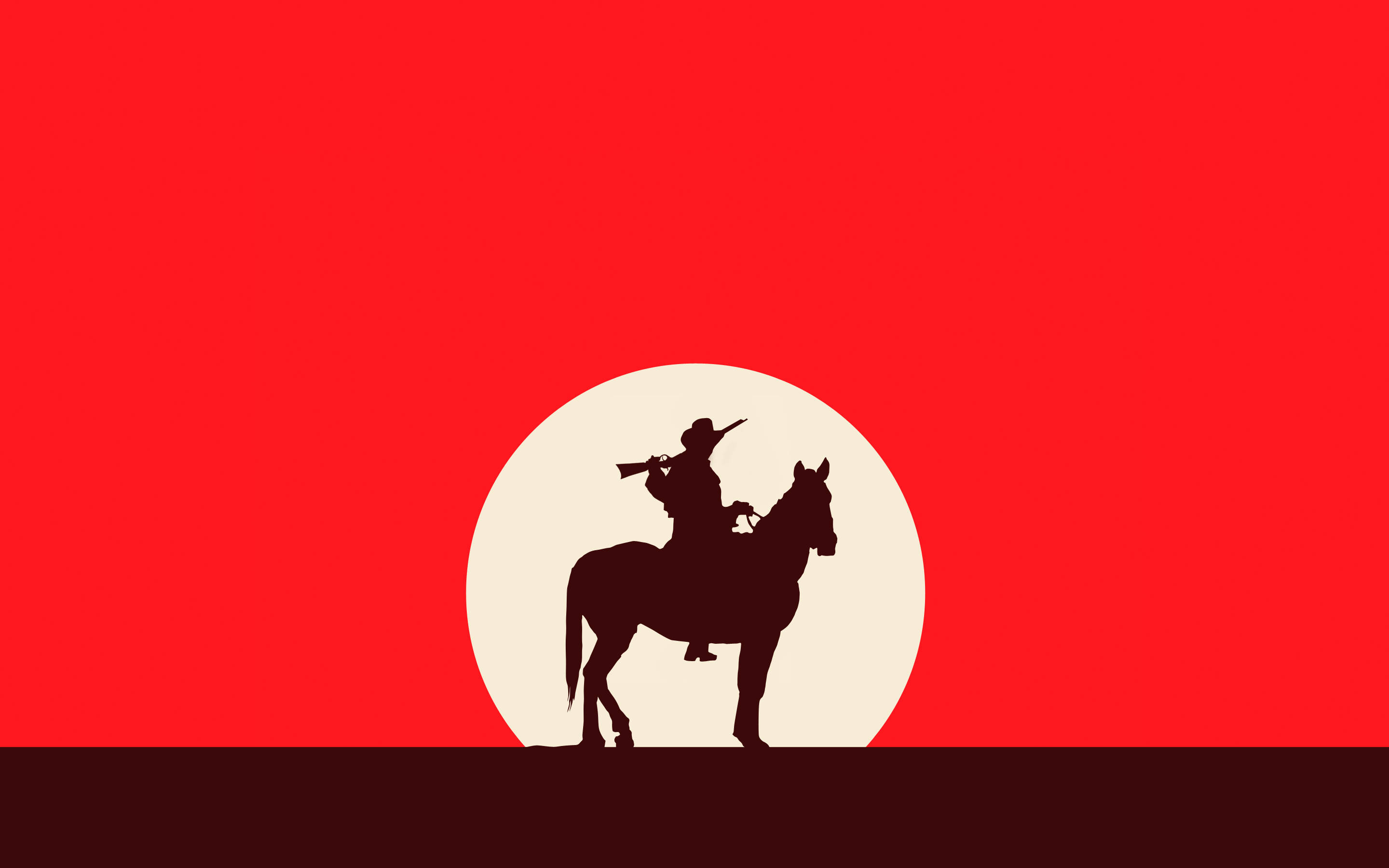 cowboy, horseback, rifle, 2K Desktop Wallpaper