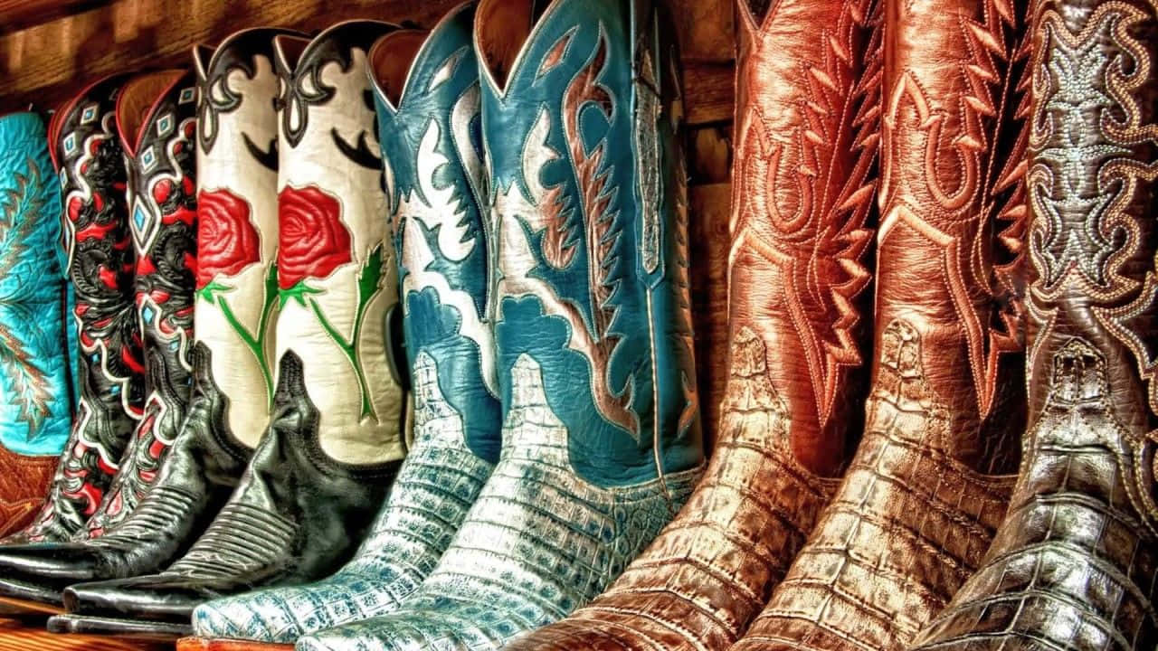 Cute Western, cowboy boots, intricate stitching, HD Desktop Wallpaper