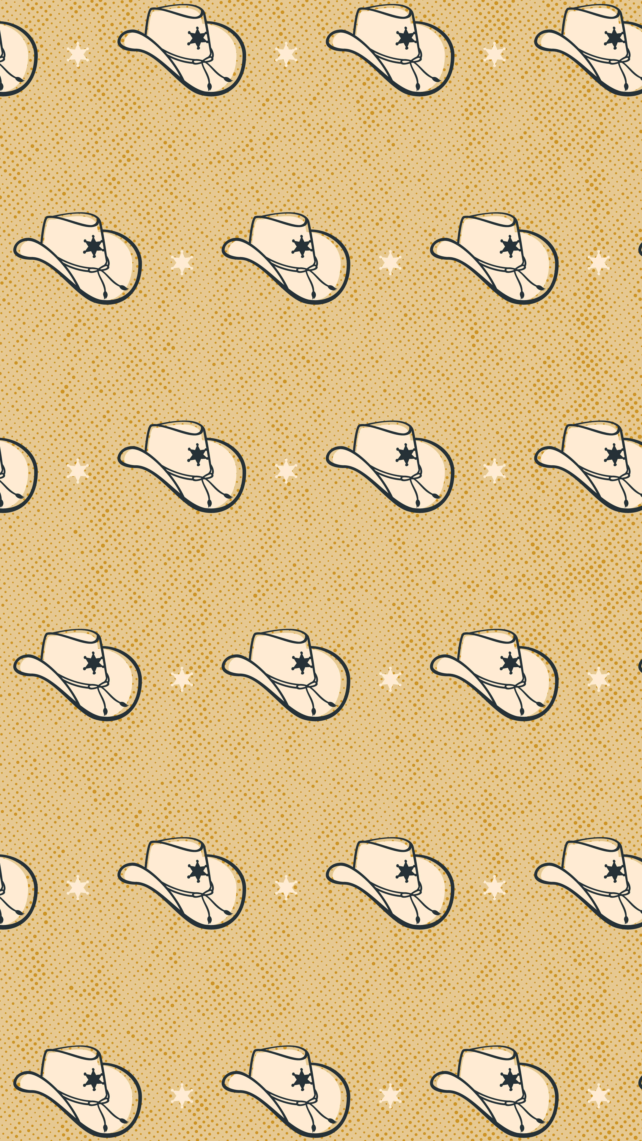 western cowboy hat, black stars, textured beige background, 4K Phone Wallpaper