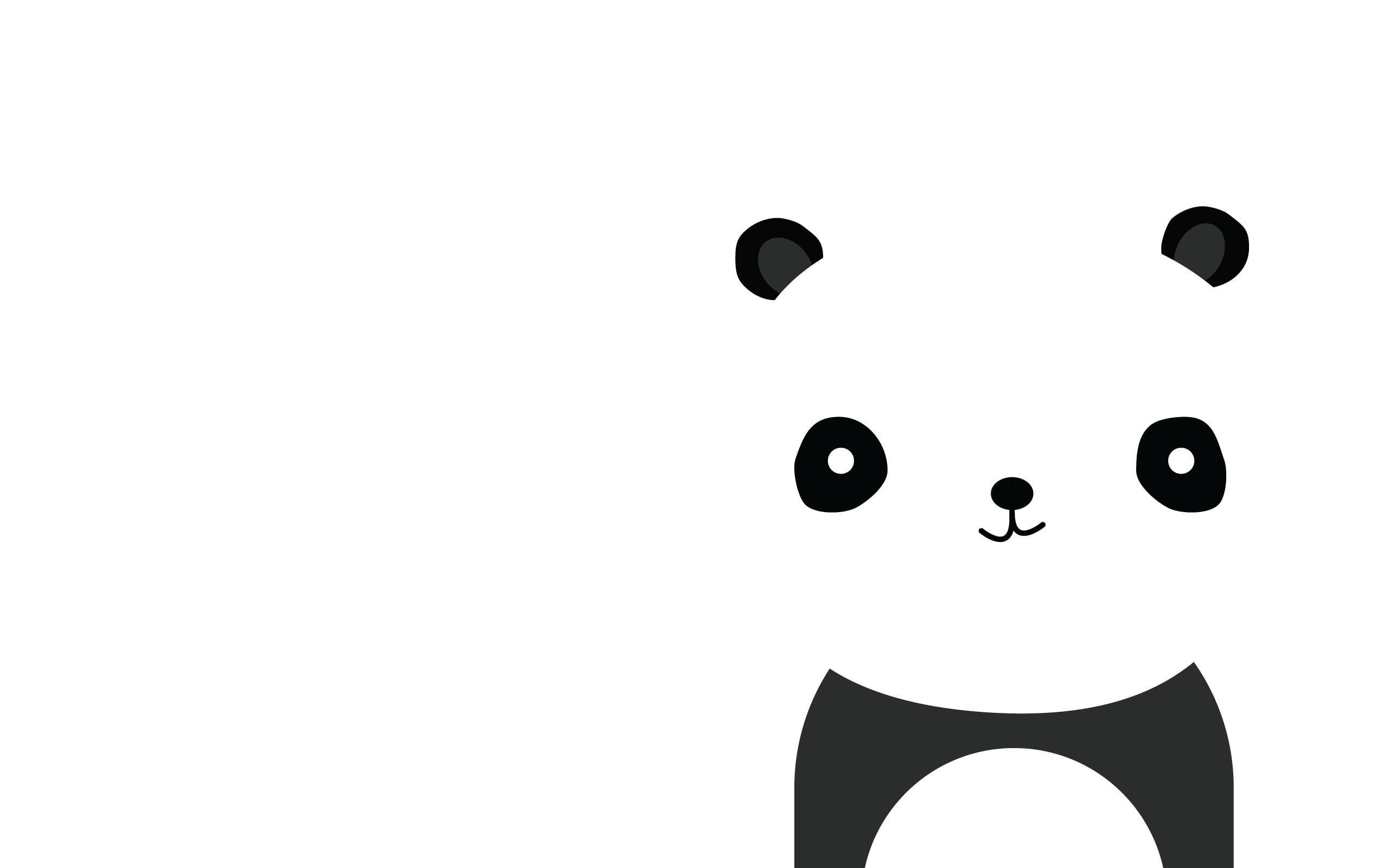 cute panda, minimalist black and white illustration, round features, 2K Desktop Wallpaper