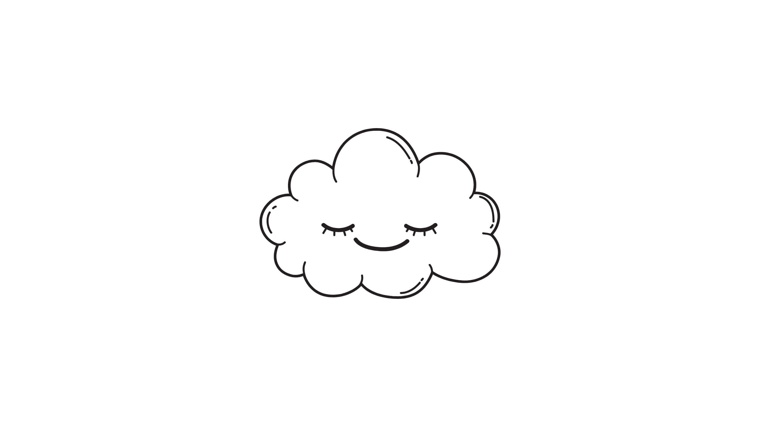 Cute White Cloud Art, smiling cloud, closed eyes, 2K Desktop Wallpaper