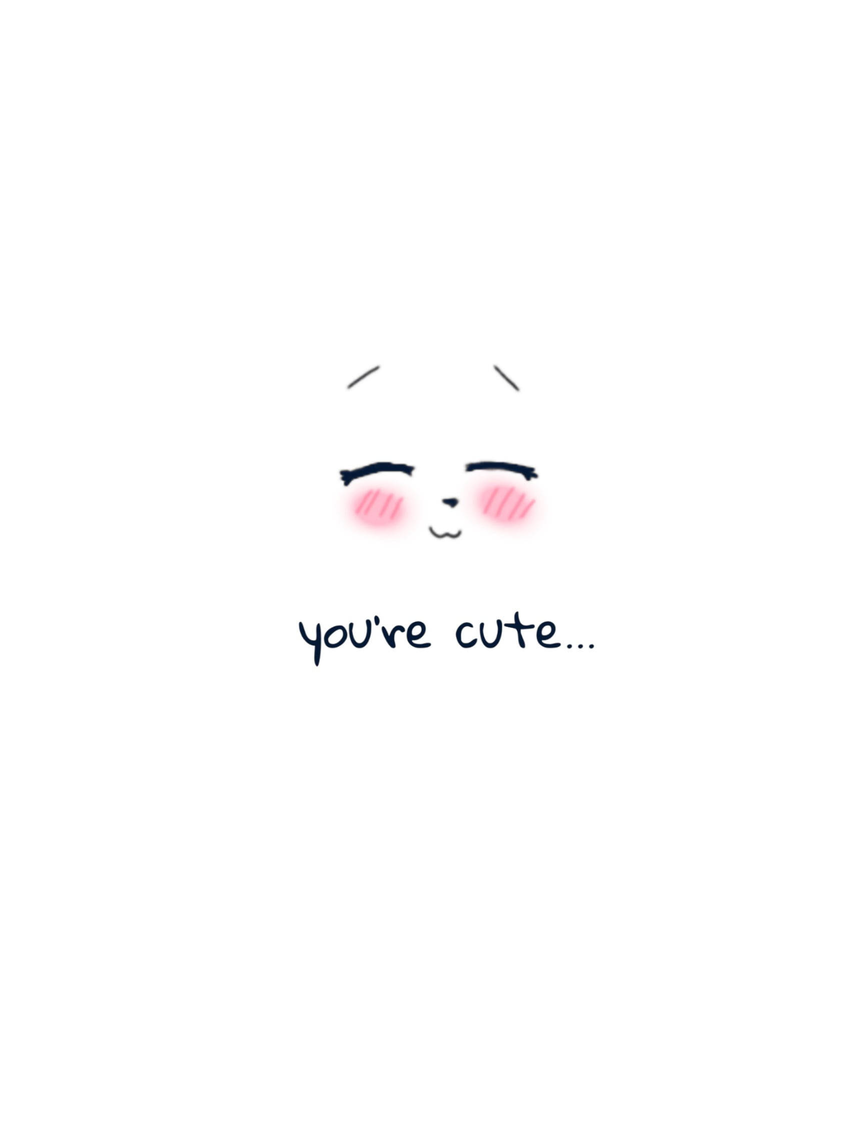 blushing face, cute white aesthetic, minimalist cartoon face, Full HD Phone Wallpaper