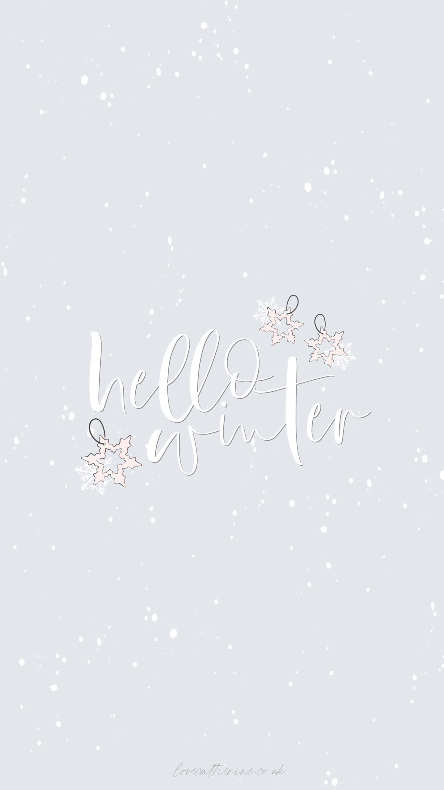 hello winter, white cursive text, falling snowflakes, 2K Phone Wallpaper