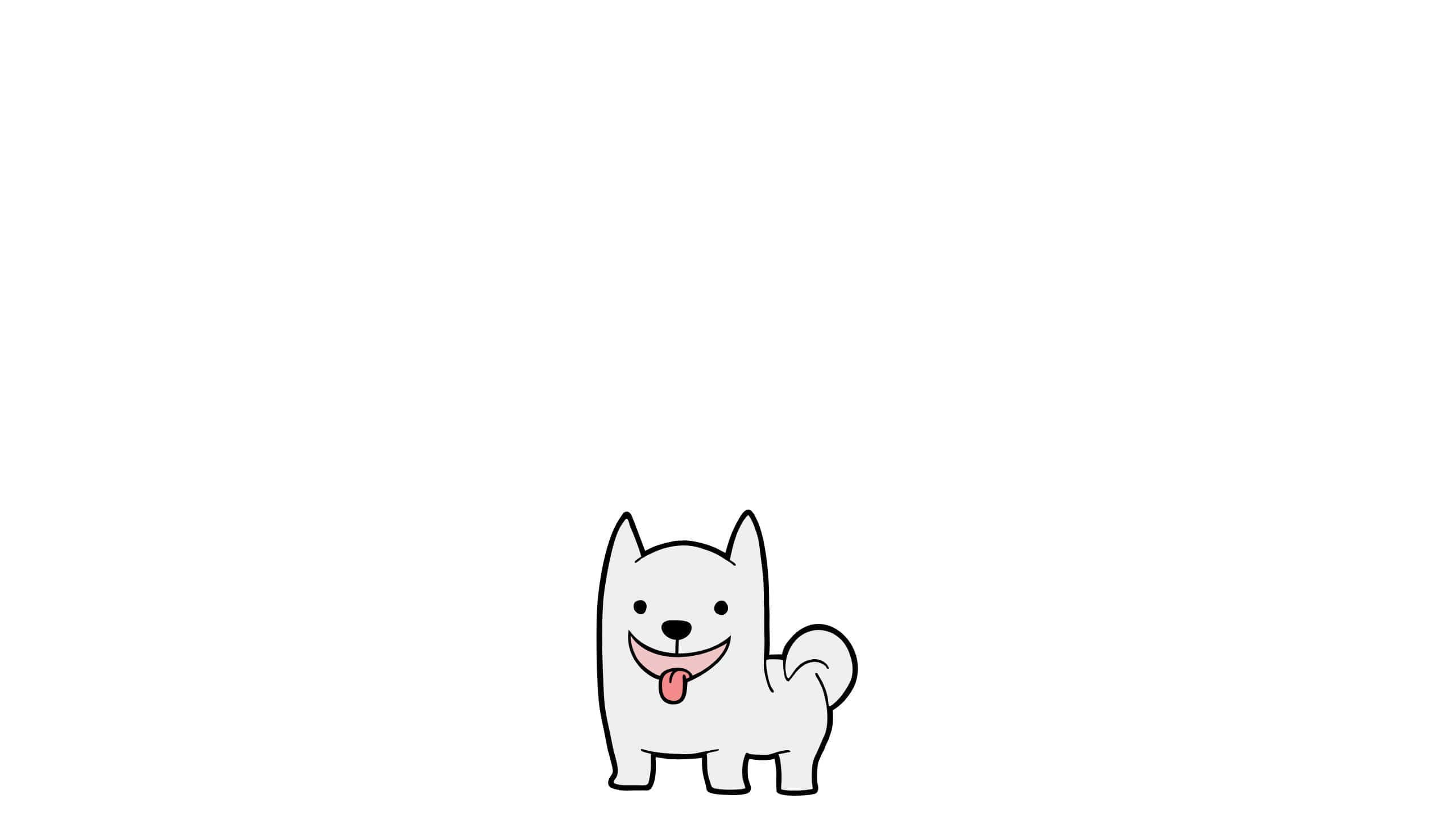 Cute White Dog Cartoon, white cartoon dog, pink tongue, 2K Desktop Wallpaper