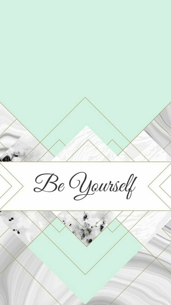 Be Yourself, cursive text, geometric mint green and white marble, HD Phone Wallpaper