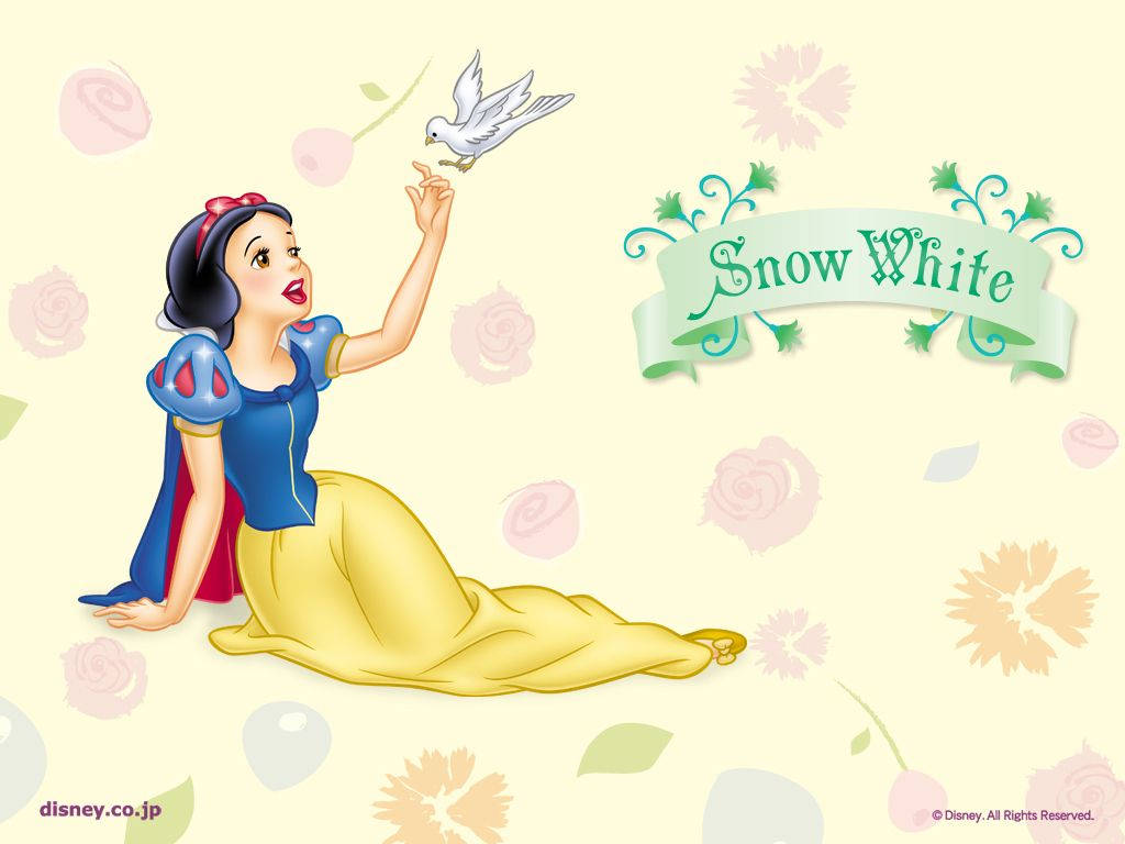 Snow White, Disney illustration, white dove, SD Desktop Wallpaper