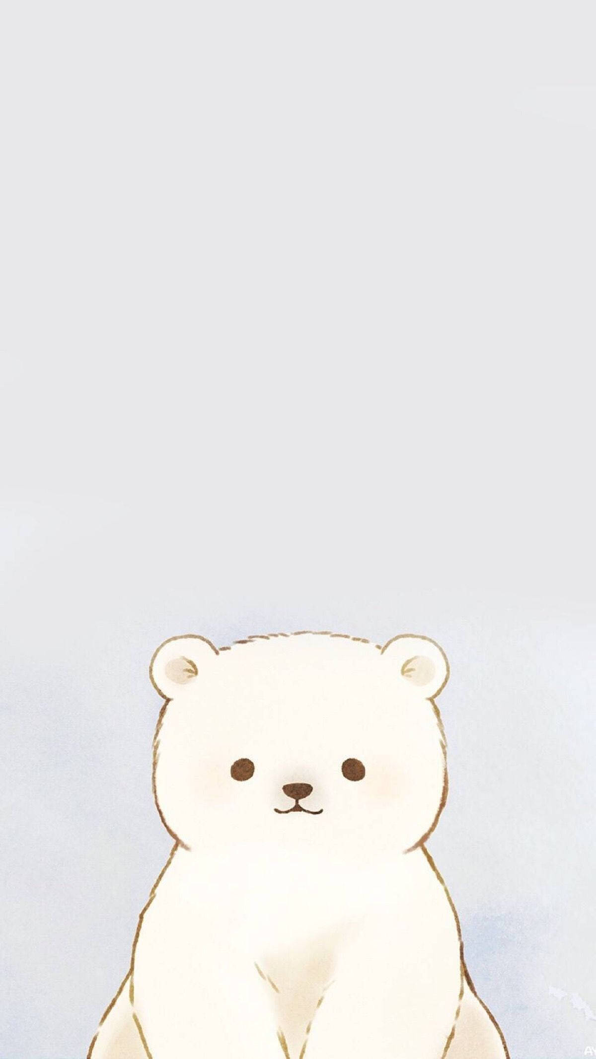white polar bear, simple brown eyes, soft smile, Full HD Phone Wallpaper