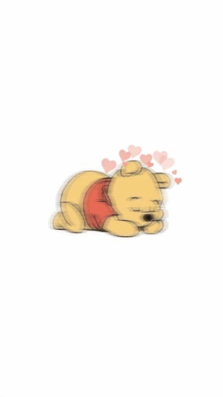 Cute Winnie The Pooh iPhone, Winnie The Pooh, pink hearts, HD Phone Wallpaper
