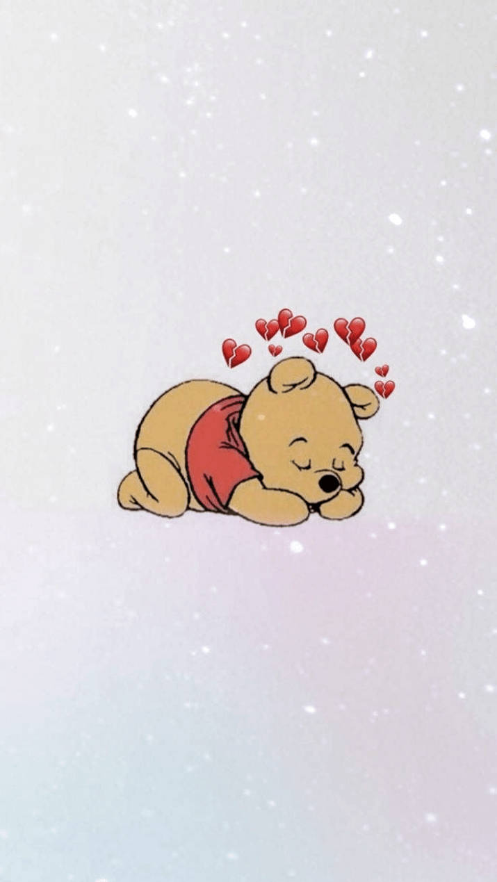Cute Winnie The Pooh iPhone, Winnie The Pooh, red hearts, SD Phone Wallpaper