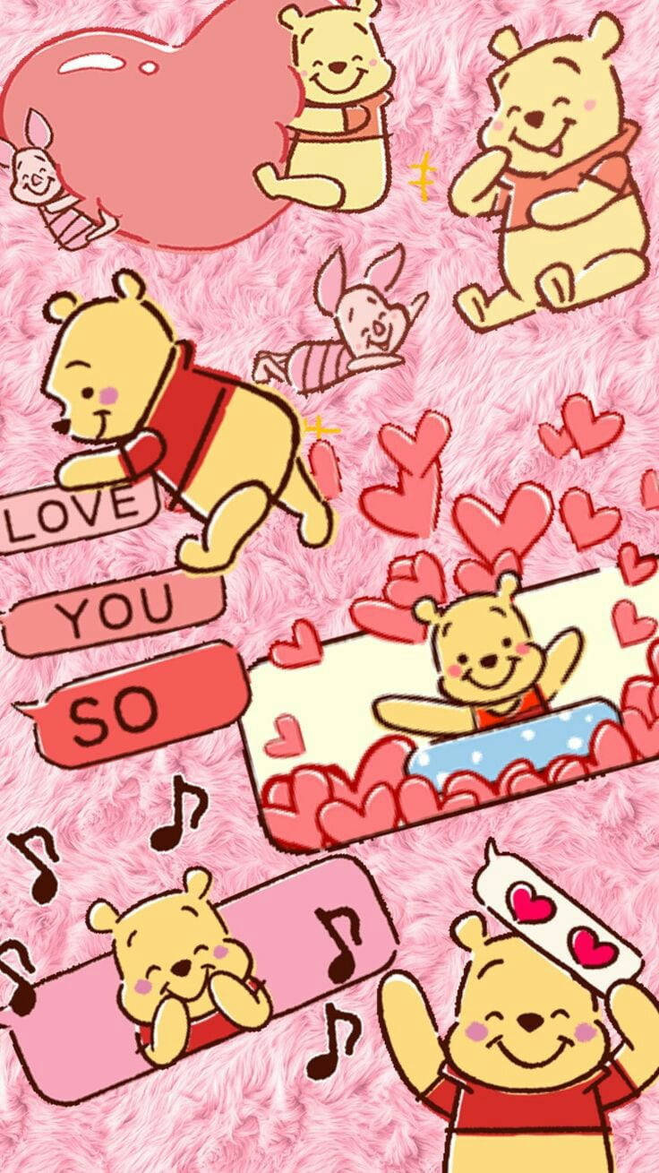 Cute Winnie The Pooh iPhone, Winnie the Pooh, hearts, HD Phone Wallpaper